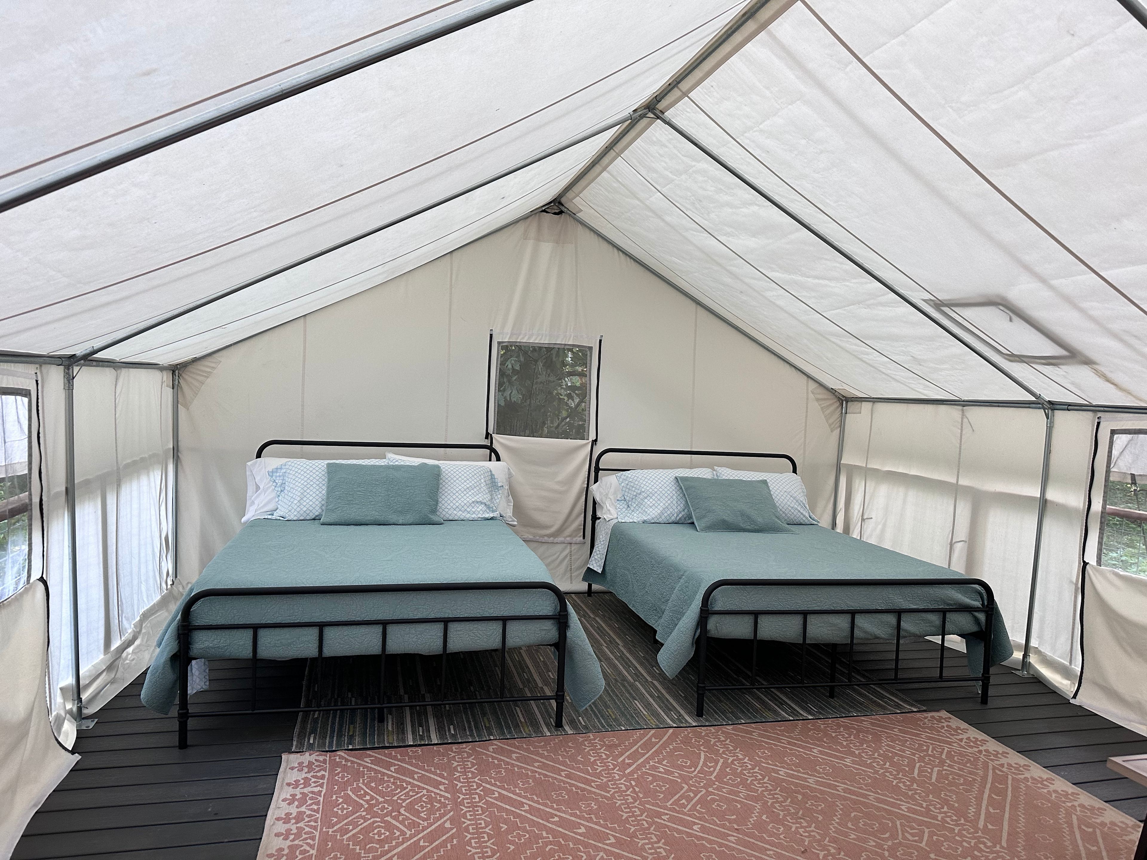 Two comfy memory foam Queen sized beds with 100% cotton sheets and cozy blankets. 