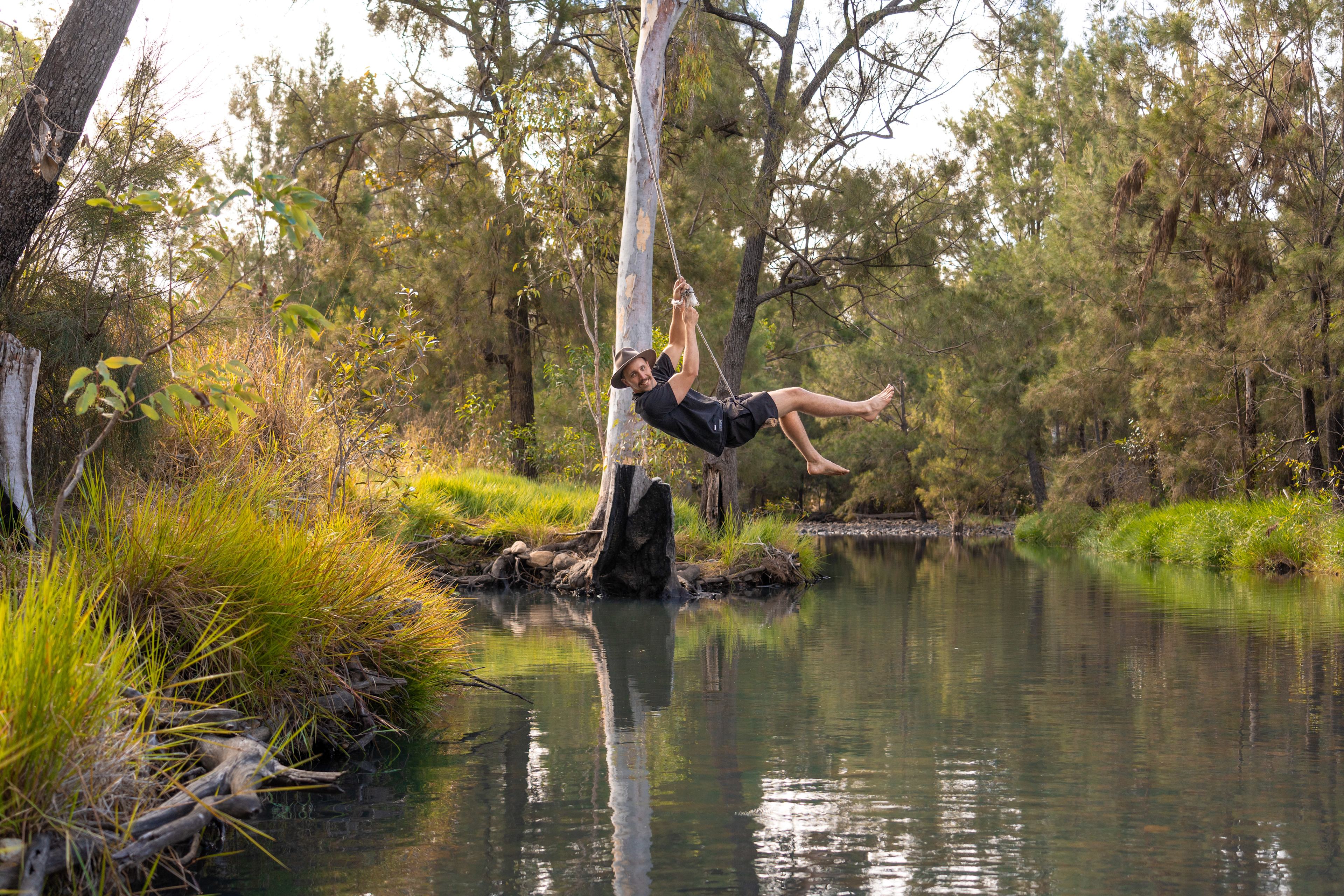 Testing out the rope swing!