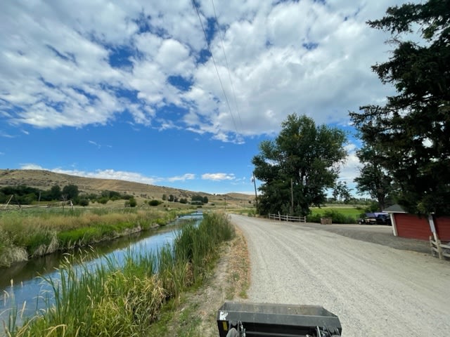Quiet country, canal side road.