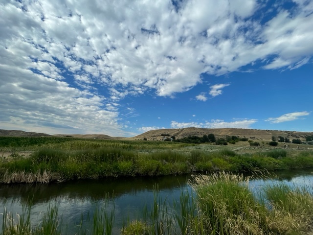 Canal & mountain view from South side of property.