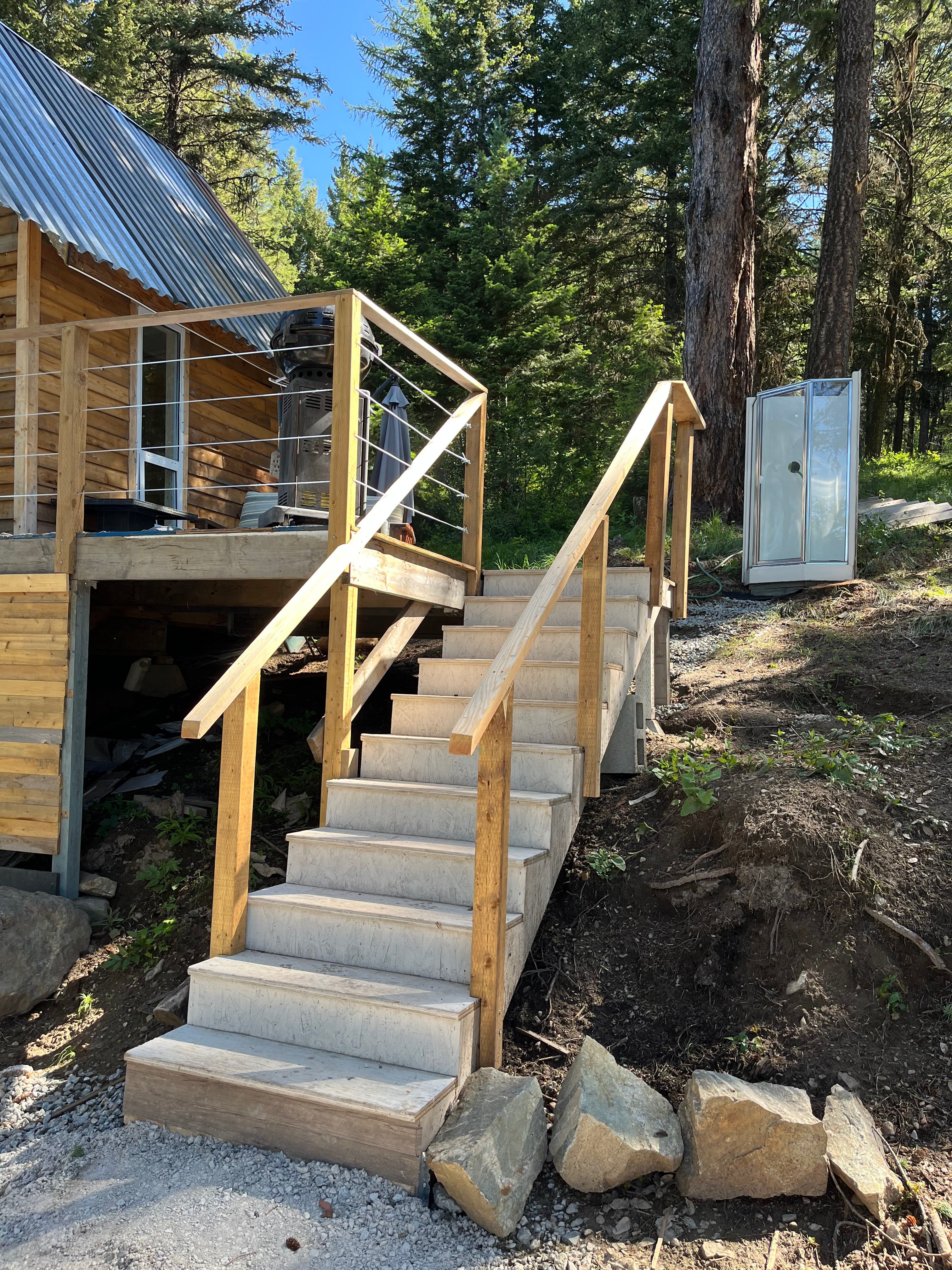 Stairs going up to belcony 