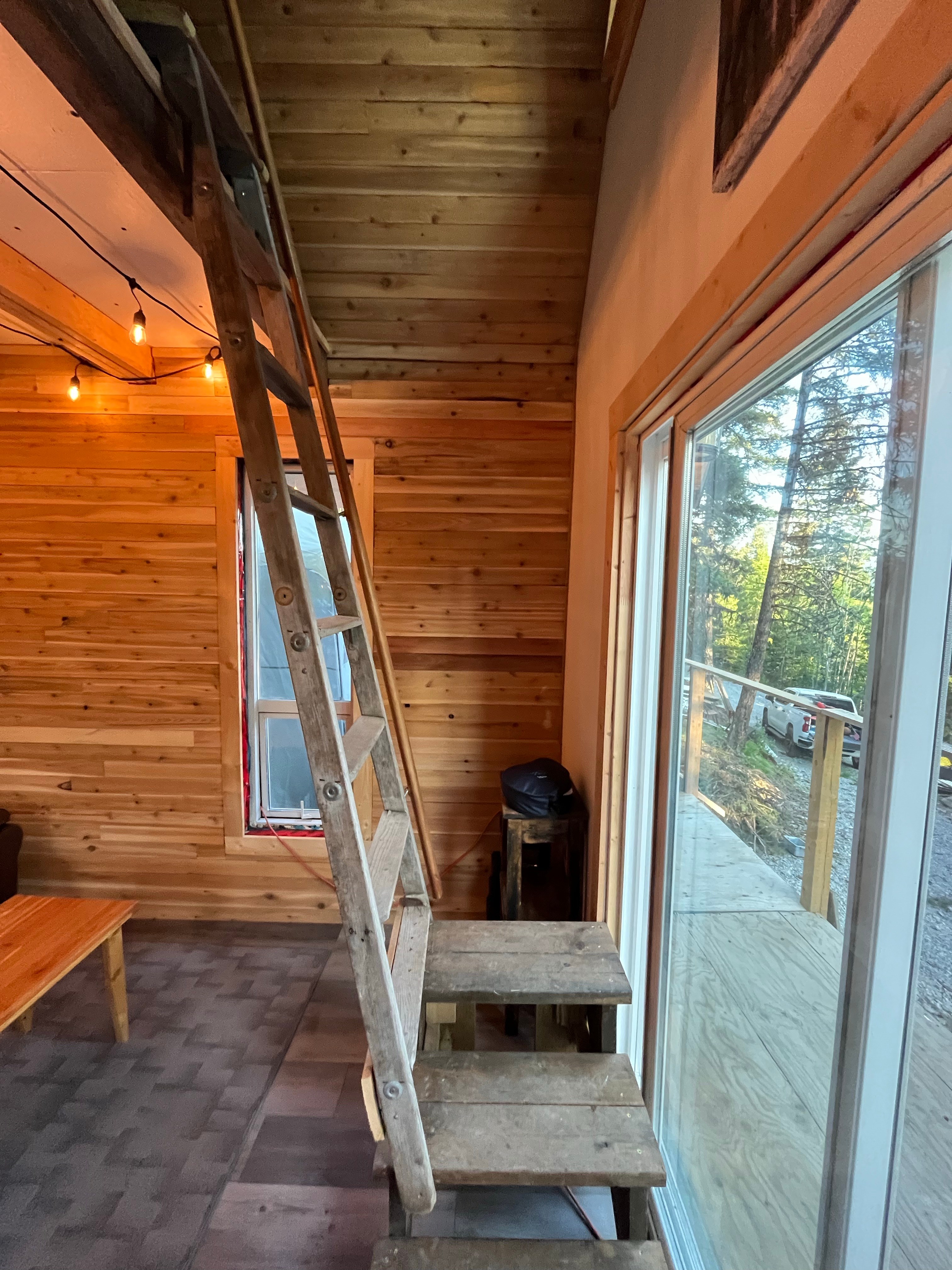 Ladder going up to loft bed