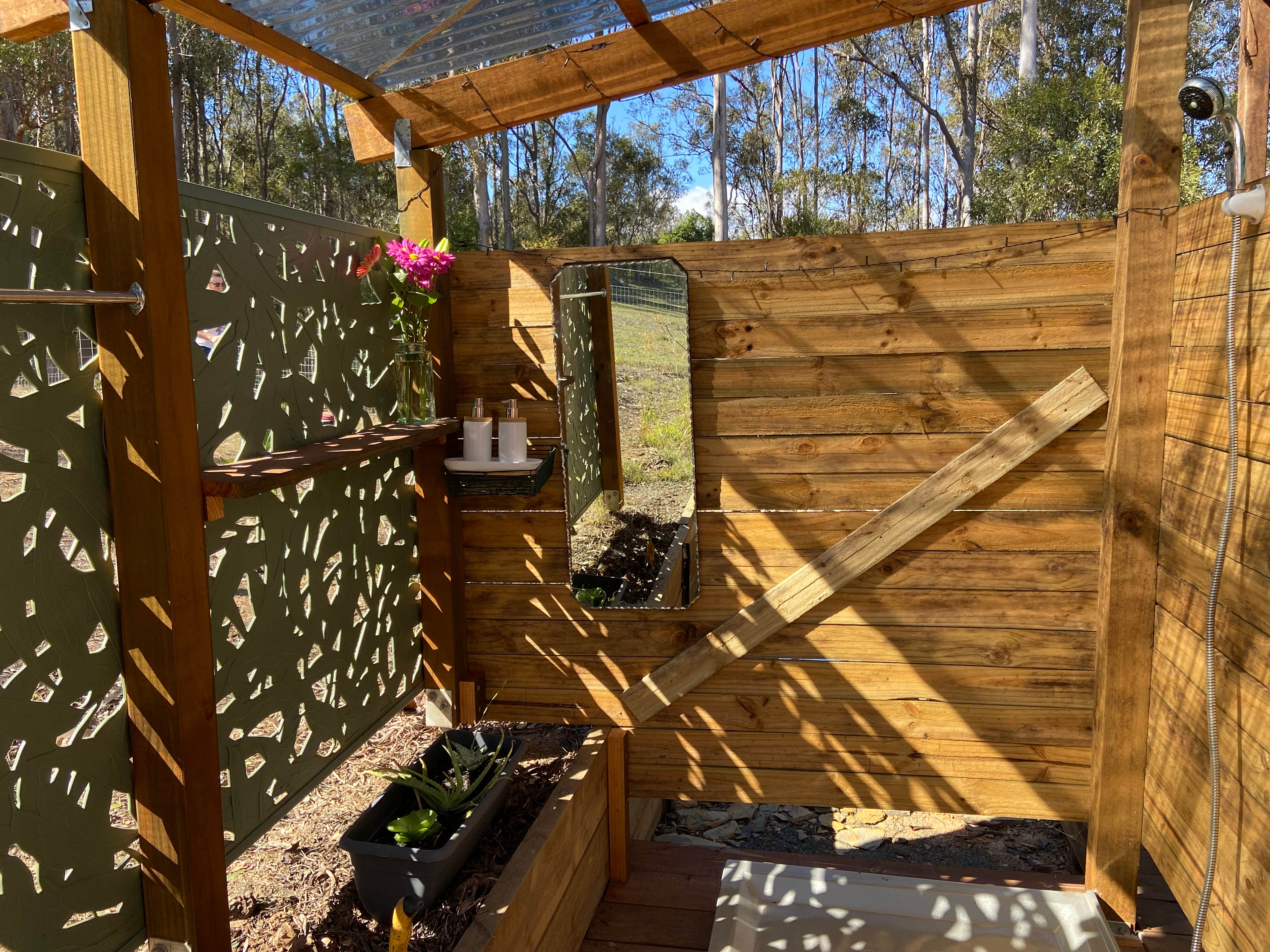 Private outdoor shower. 