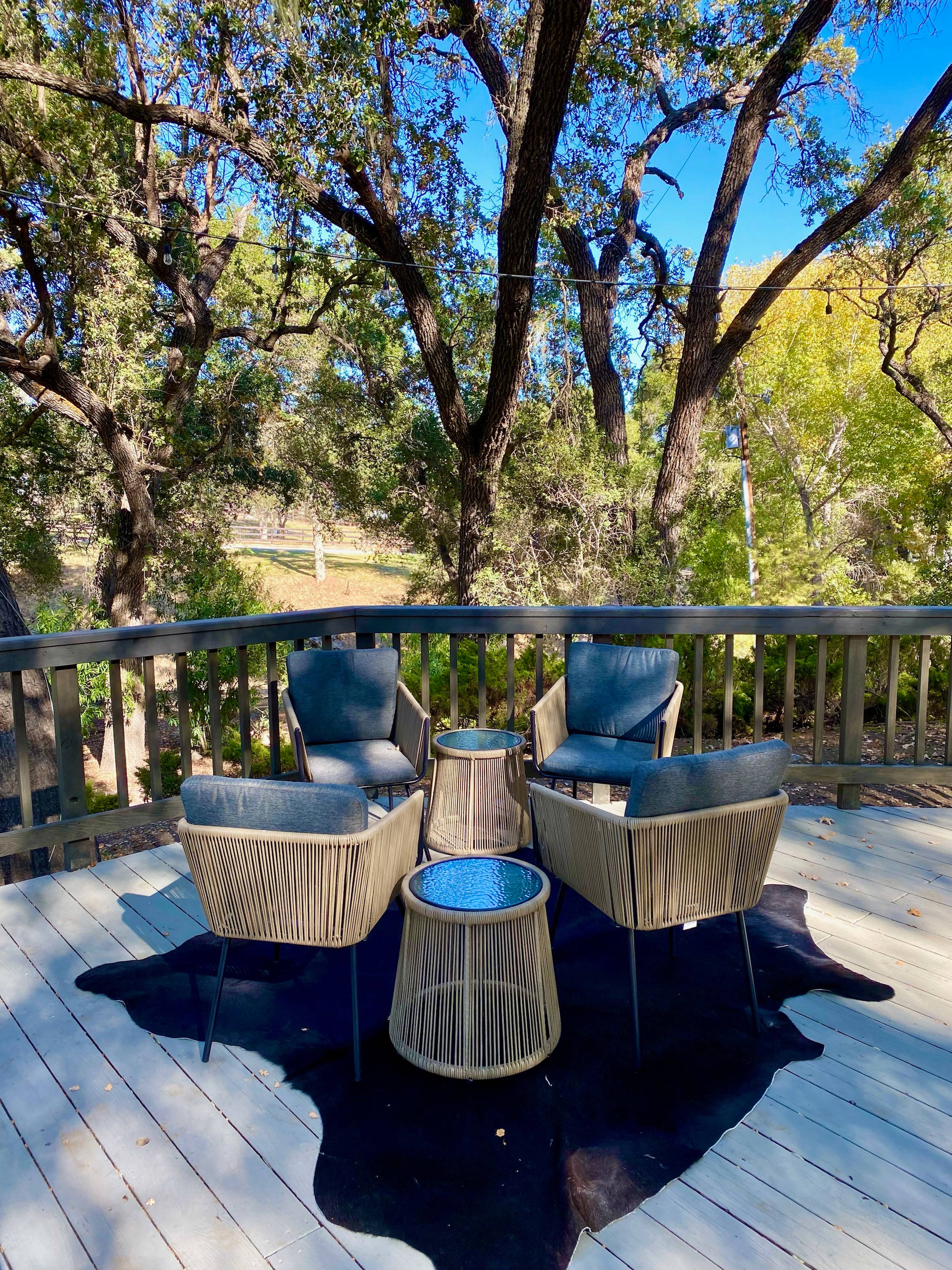 Common Space for Wifi and cell service on the deck at the log cabin