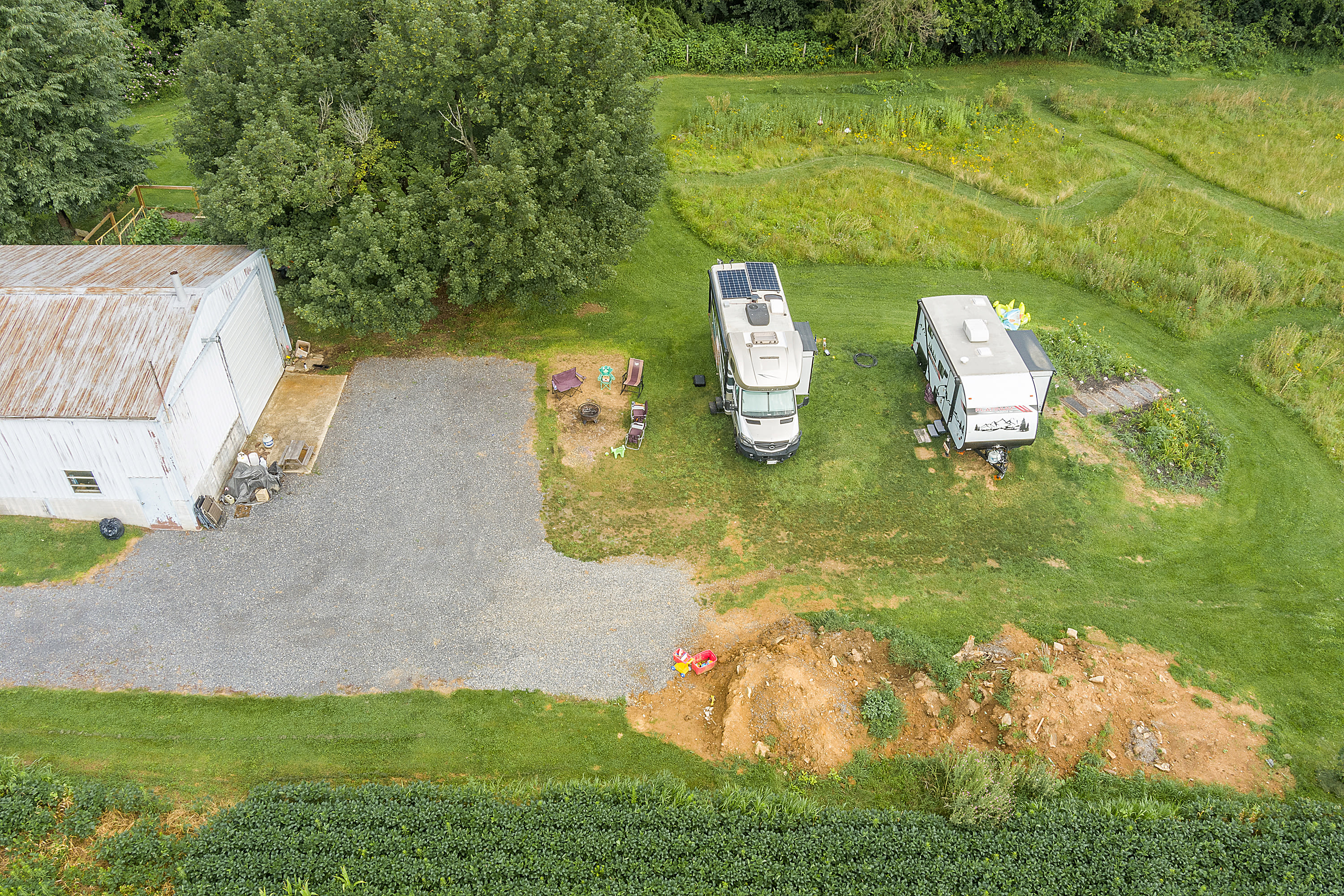 Overhead view of Site 2 and Site 1.