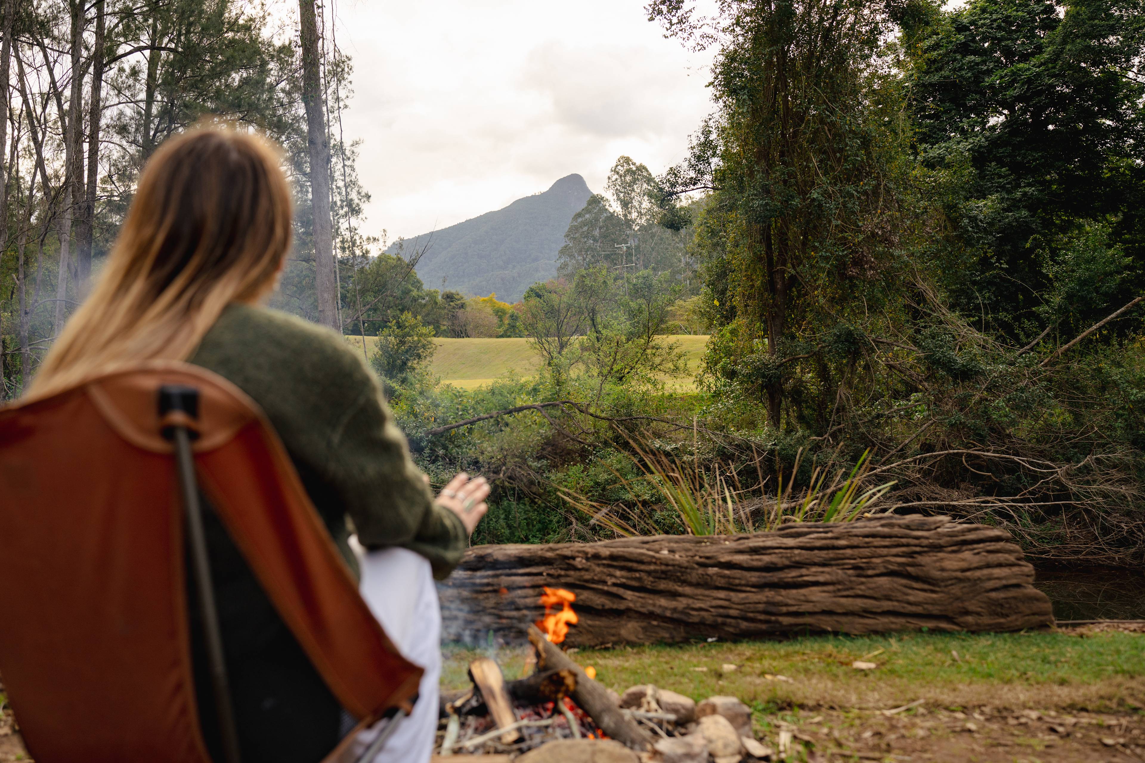 Mountain view and firepit