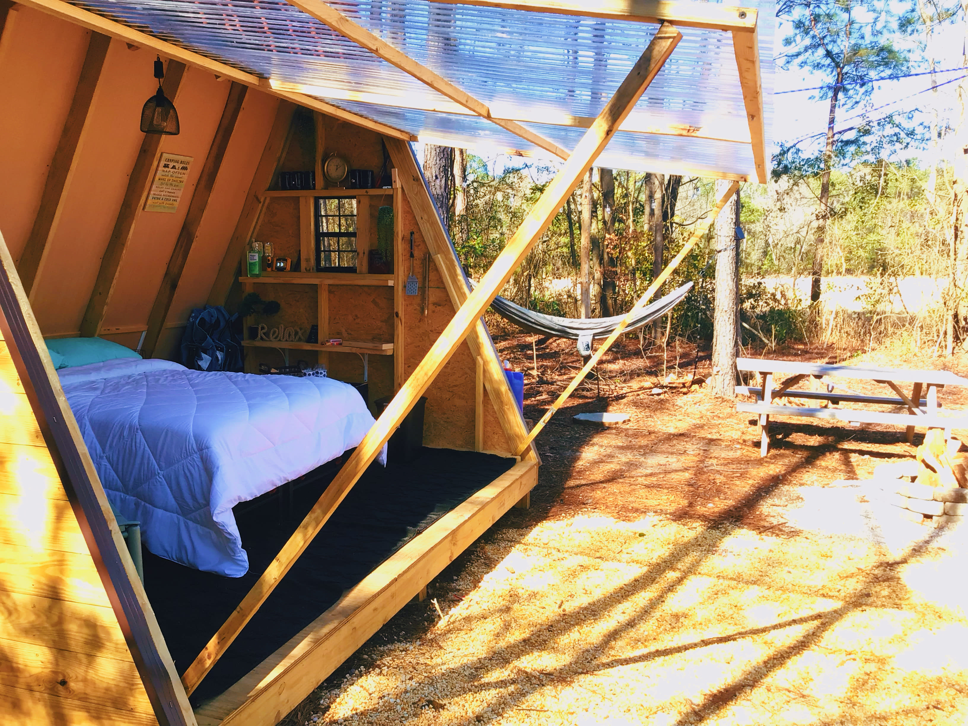 A-Frame glamping w/opening wall