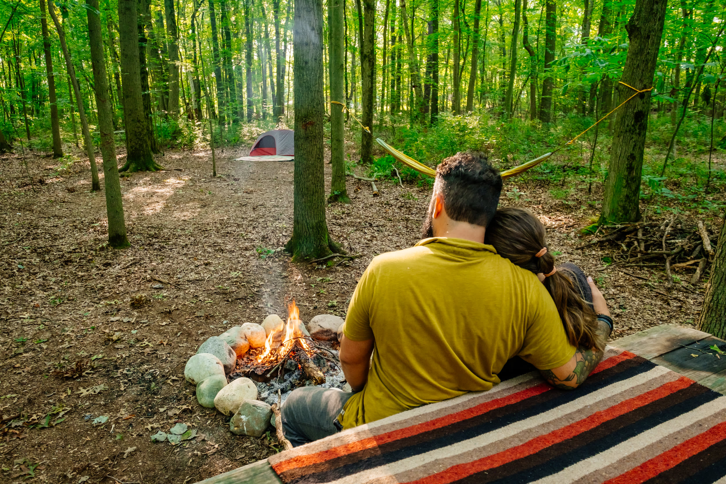 Enjoying a fire.