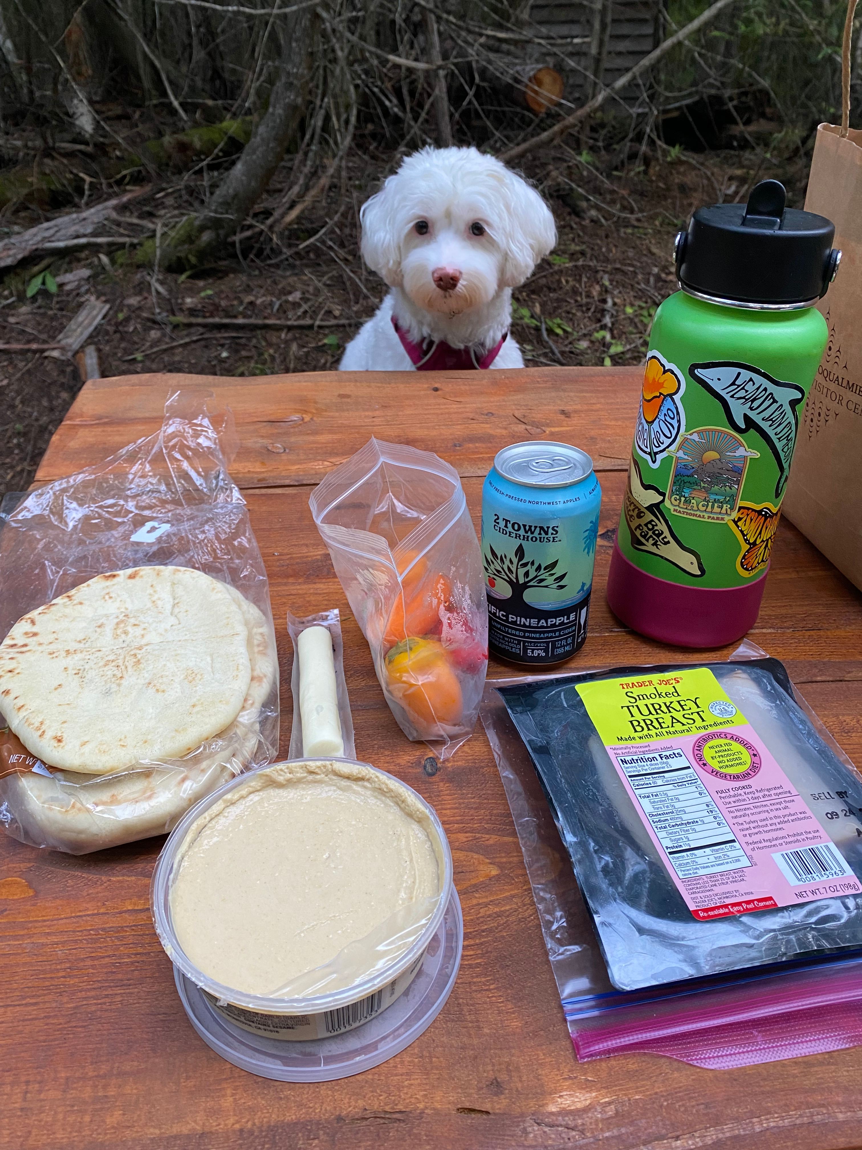 Camp dinner with Millie
