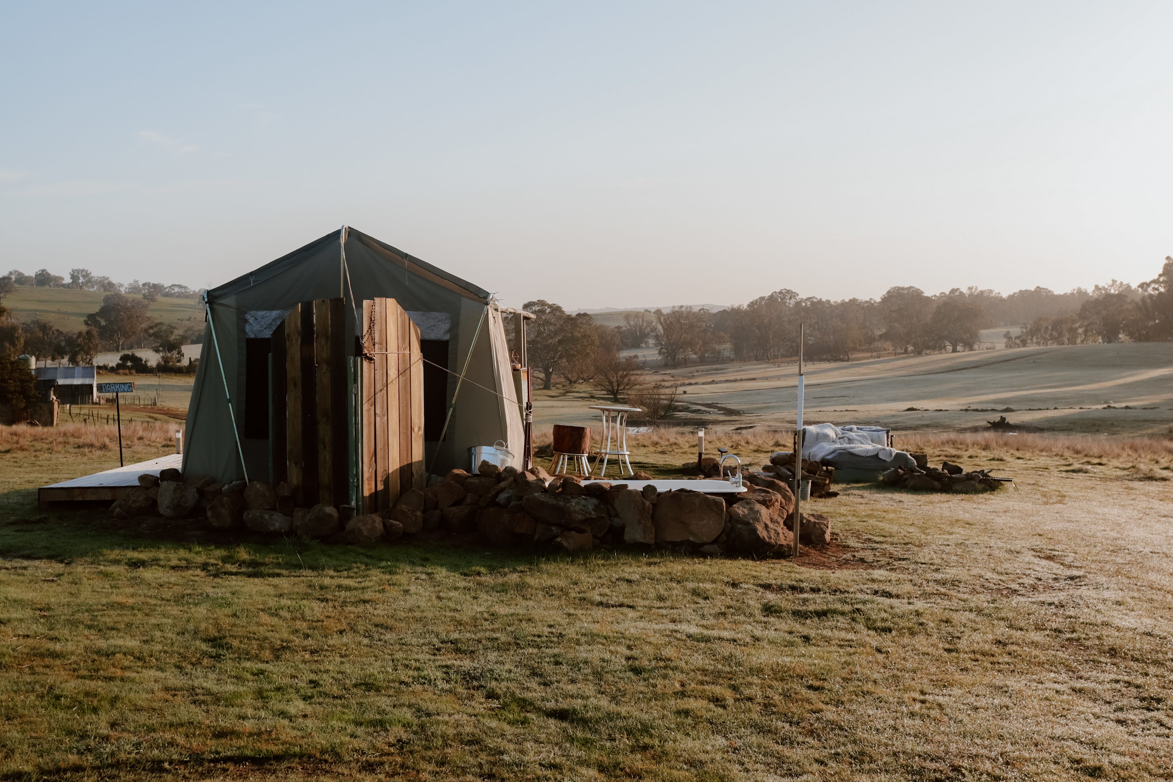 Pitched canvas tent 1