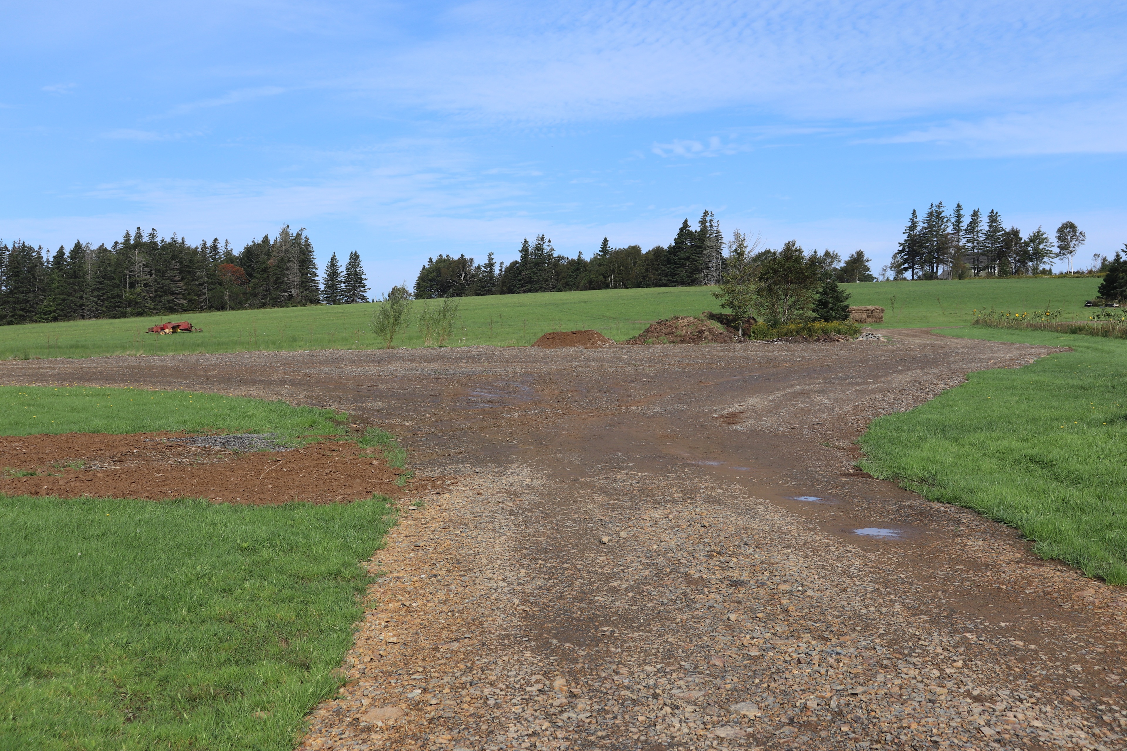 Entrance to Harvest Fest parking area.  The main RV parking area will be on the gravel pad straight ahead and to the left in this photo.