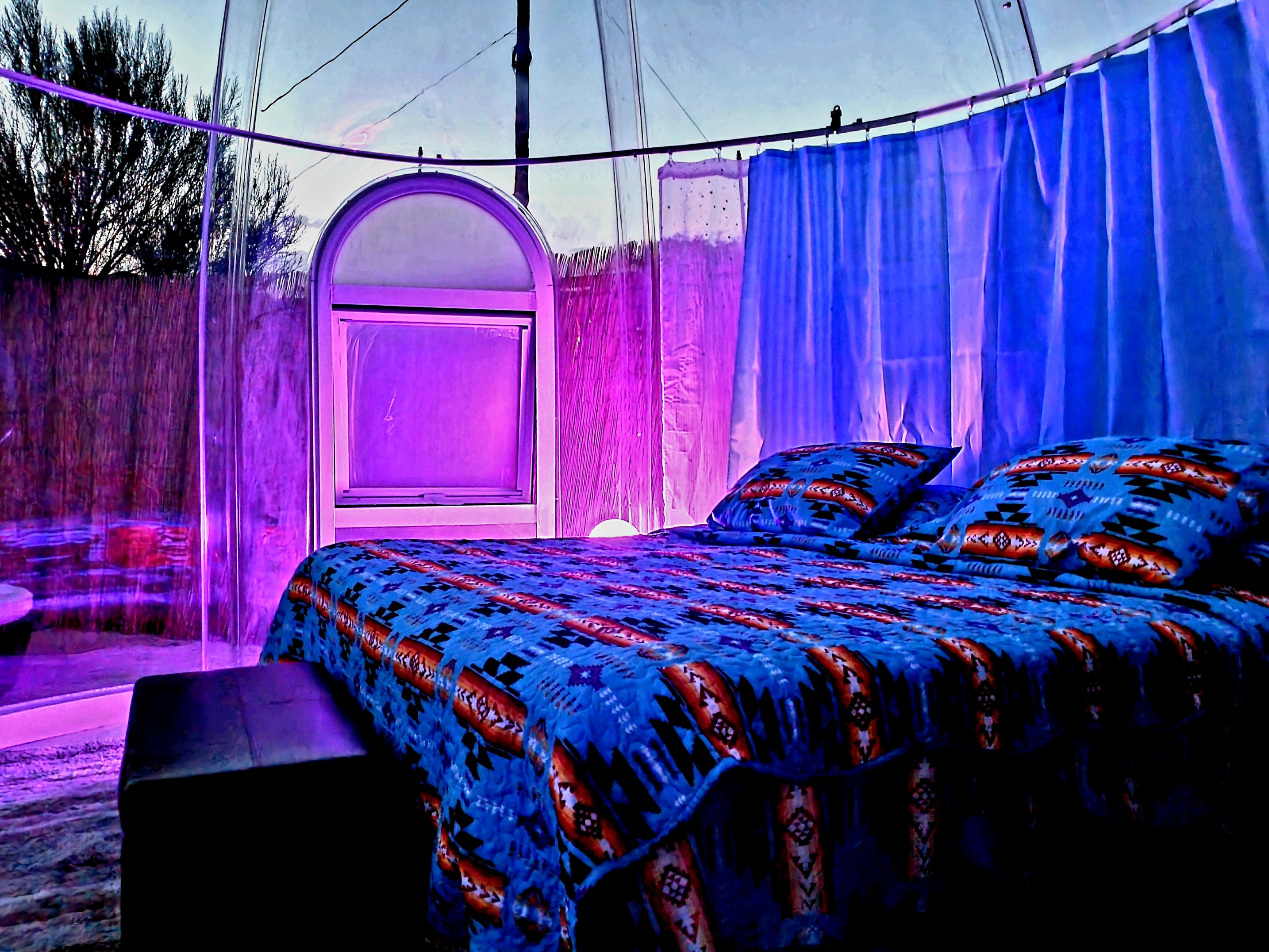 The pod has a king bed. We can fit up to 2 cots for extra guests.