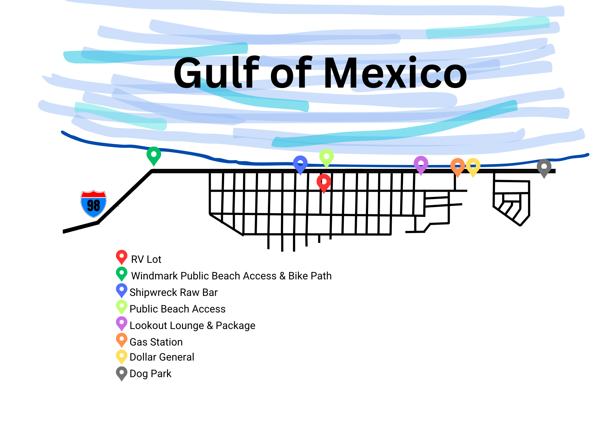 Local neighborhood map, restaurants, stores, and bars close by. 