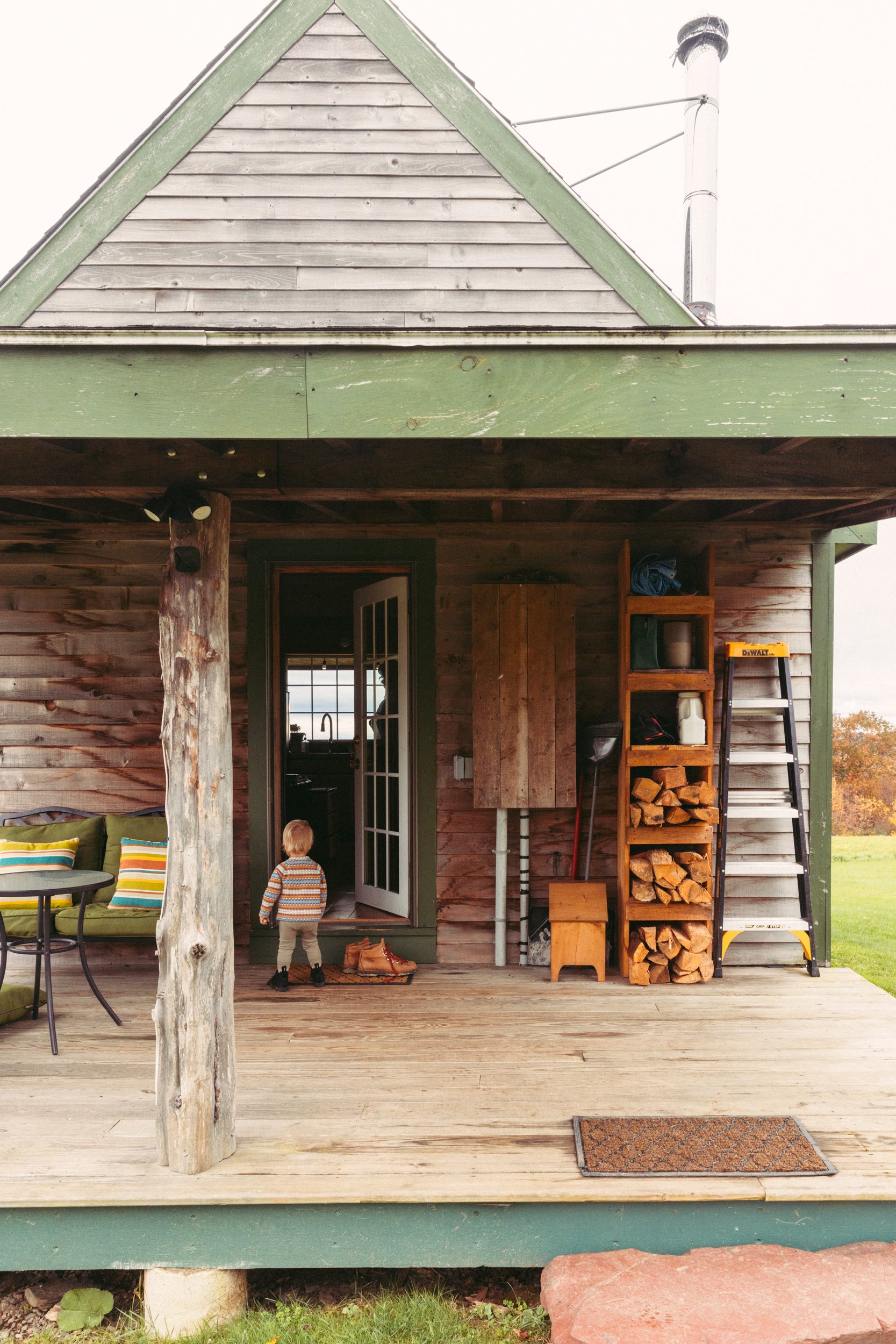 The back porch of the cabin