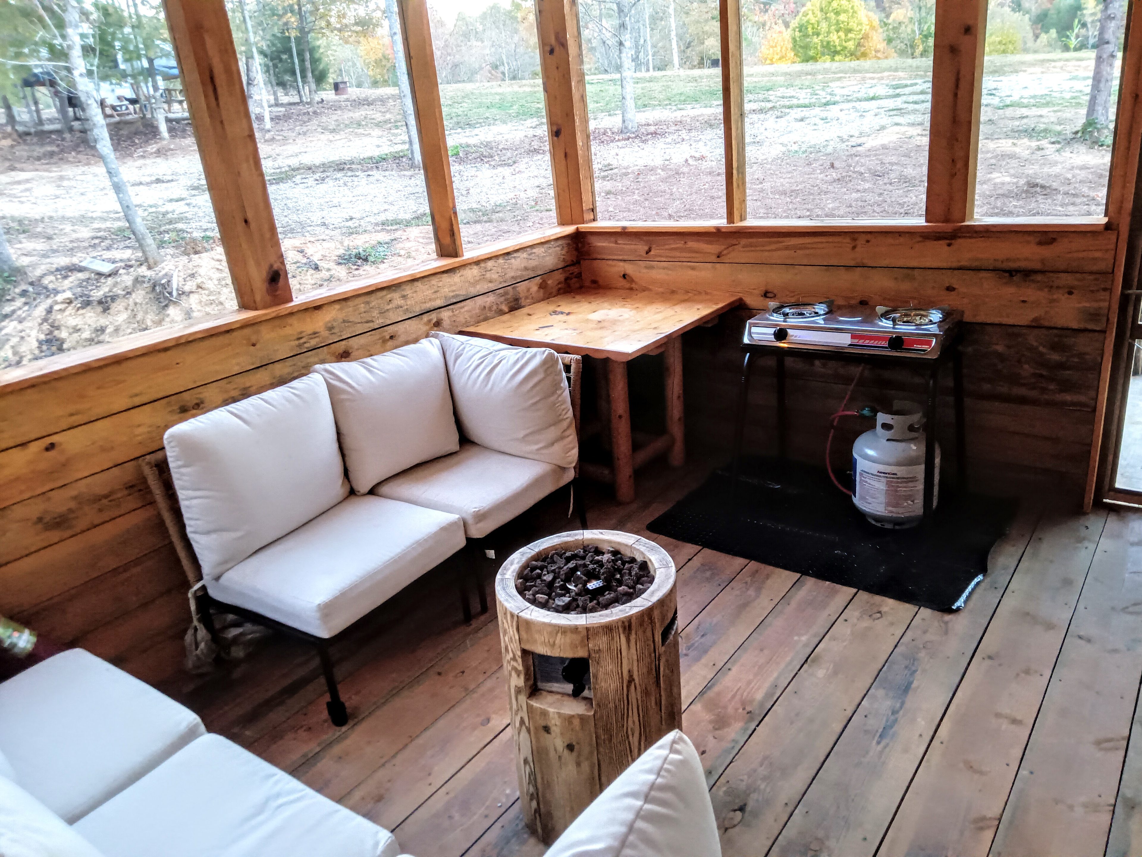 Screened porch with cook stove