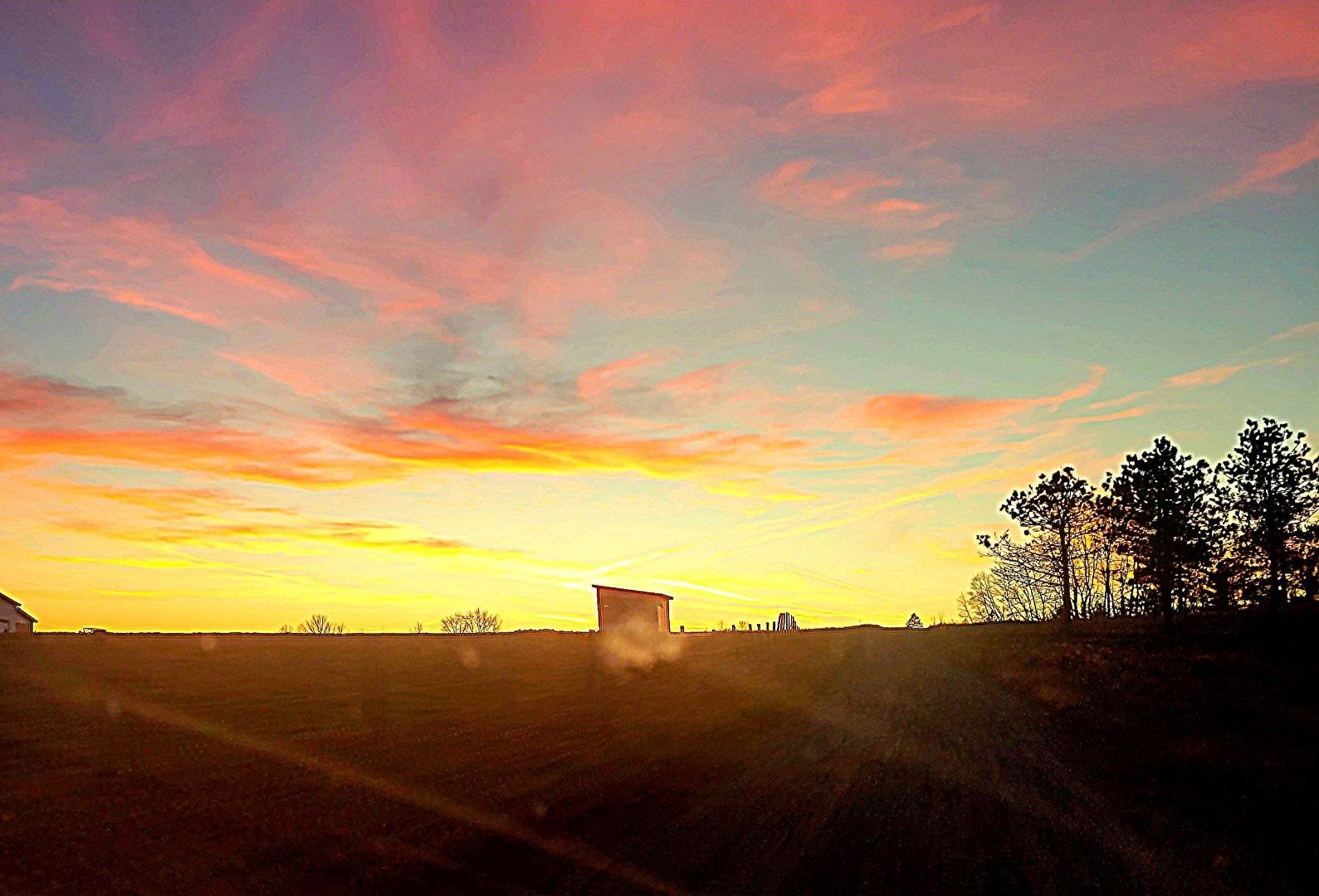sunset across the road