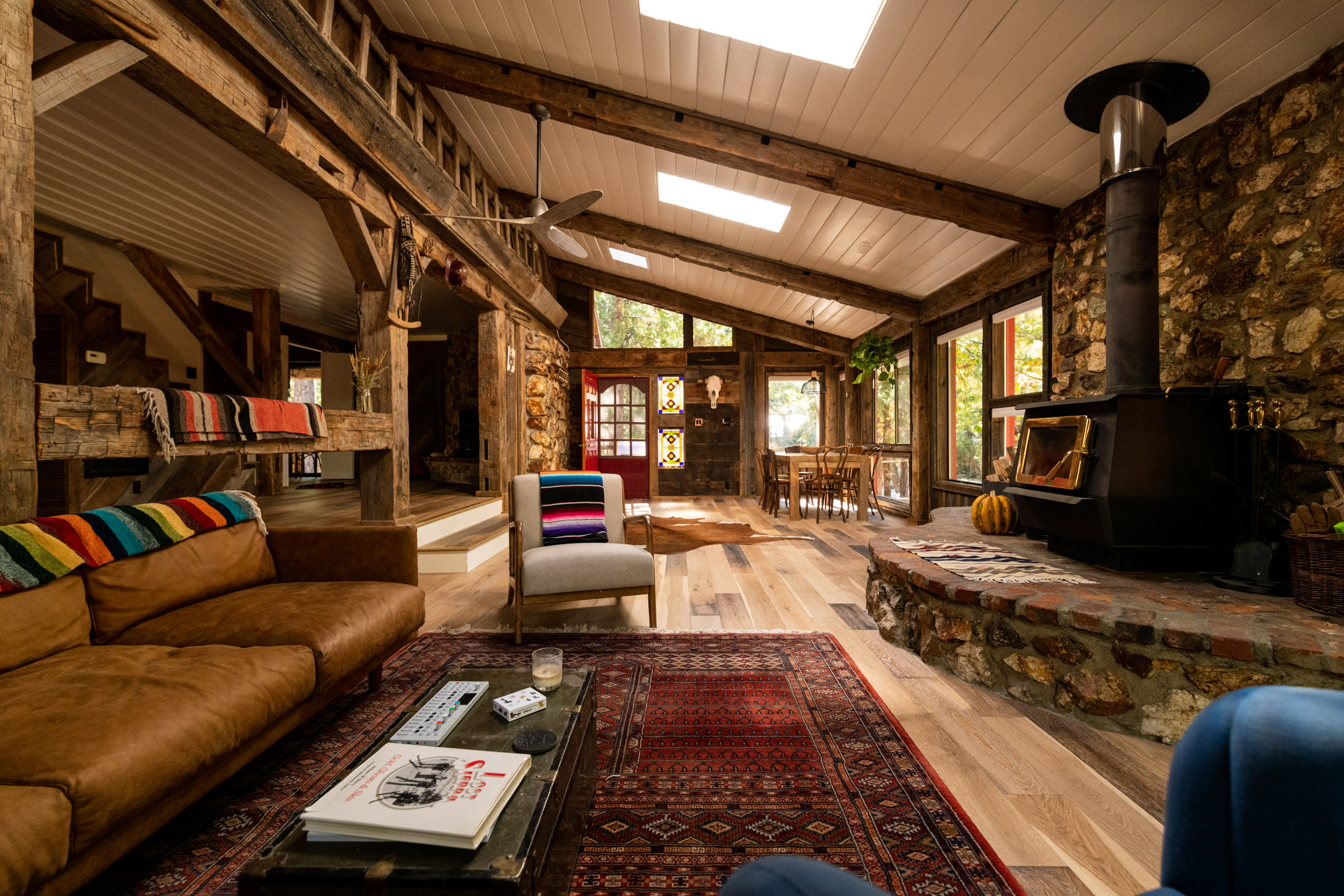 Great room with wood stove, games & lots of books.