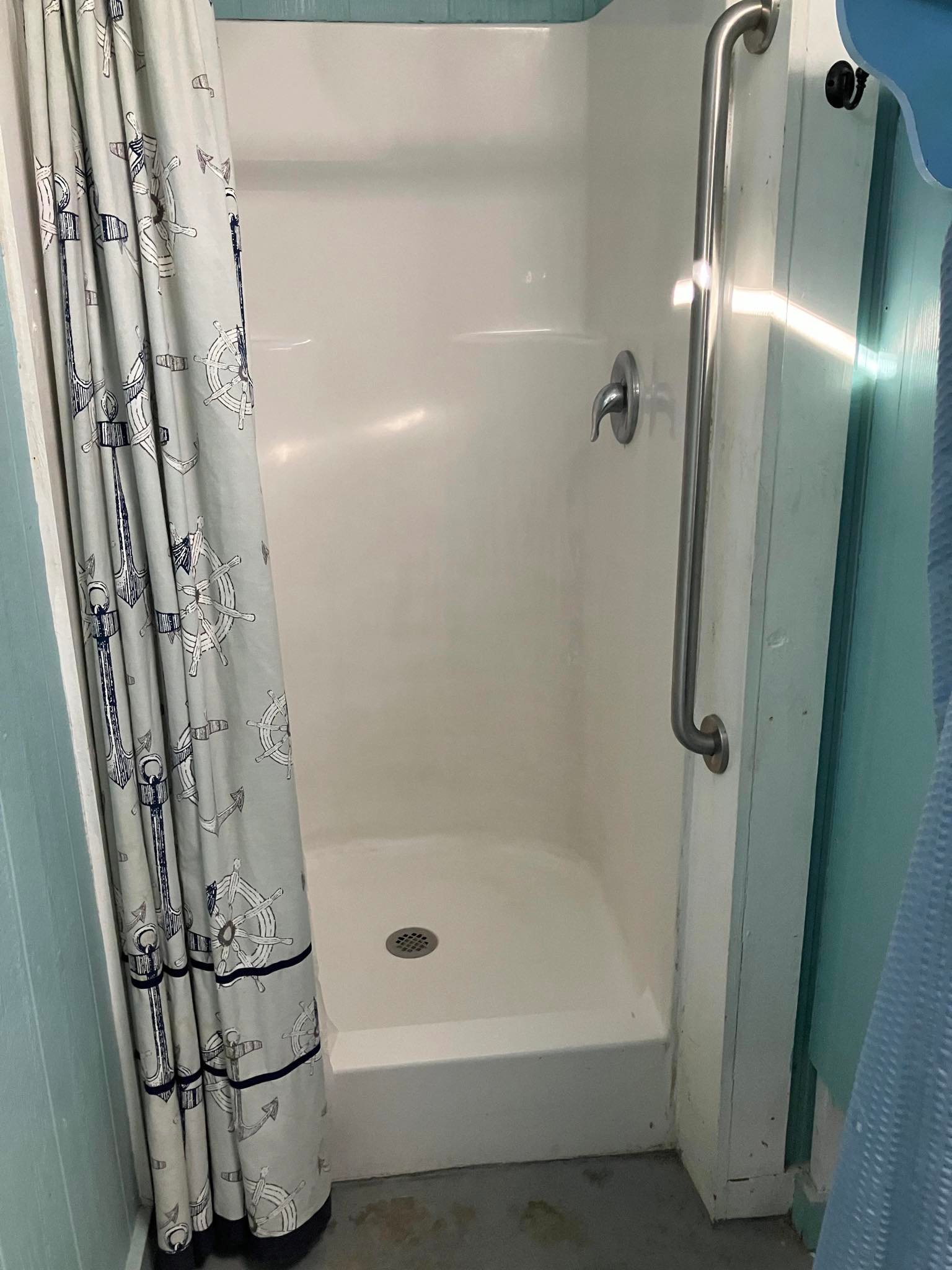 Community, no soap or towels provided.  Take your own personal items to shower.   