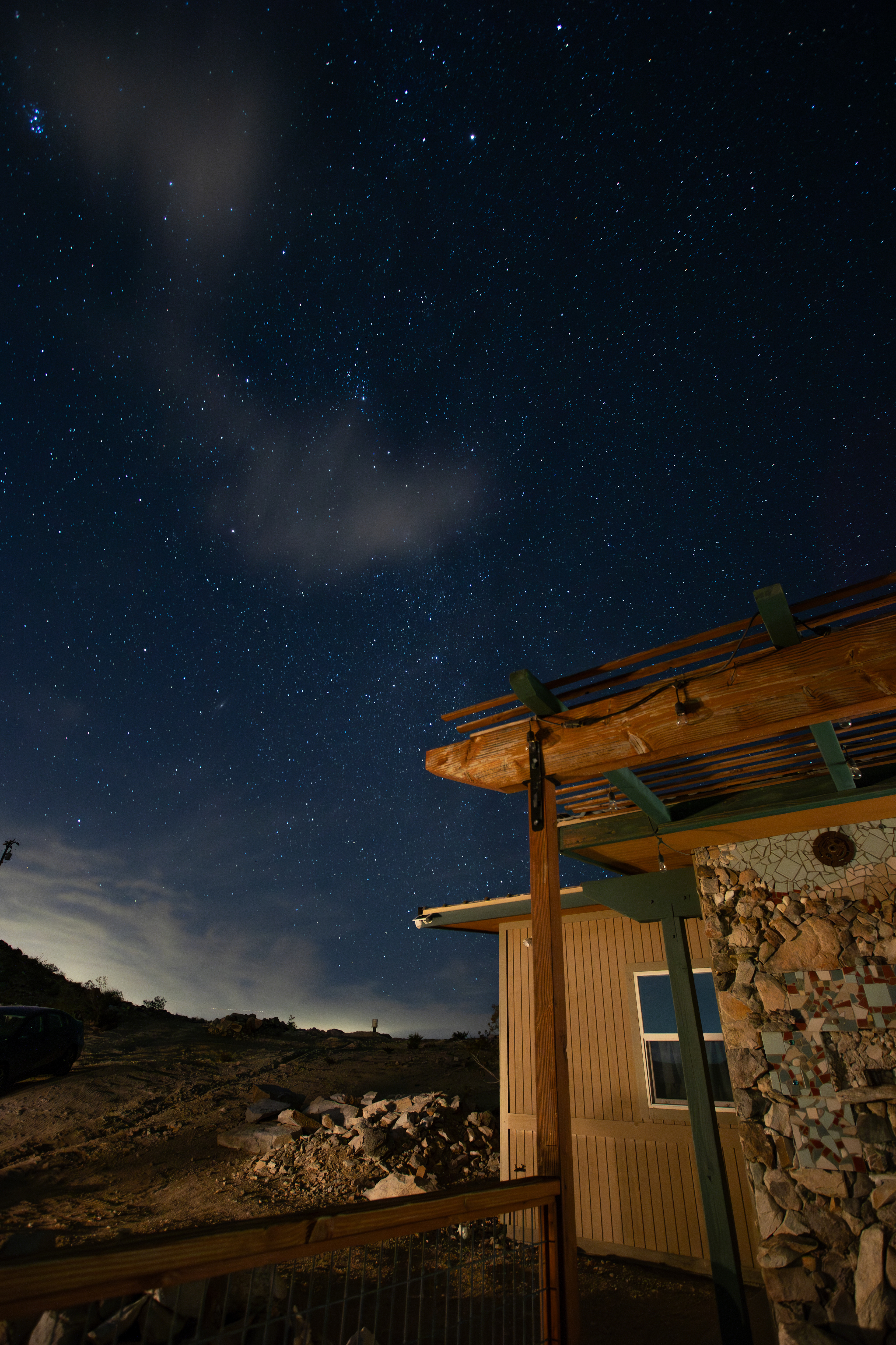 Doing a little stargazing on the balcony.