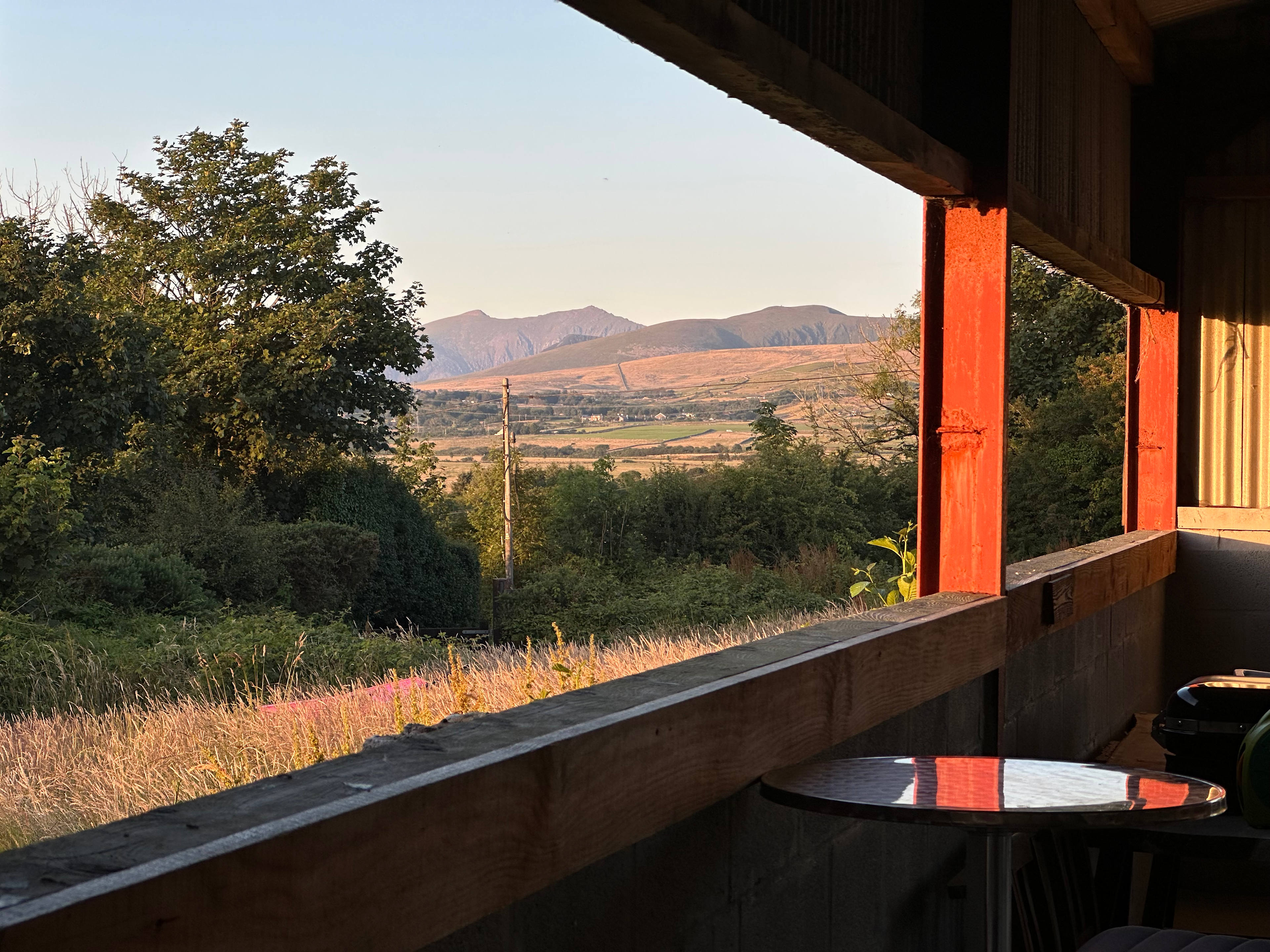 The view of Snowdon from the camper's barn. It's the pointy peak on the right!