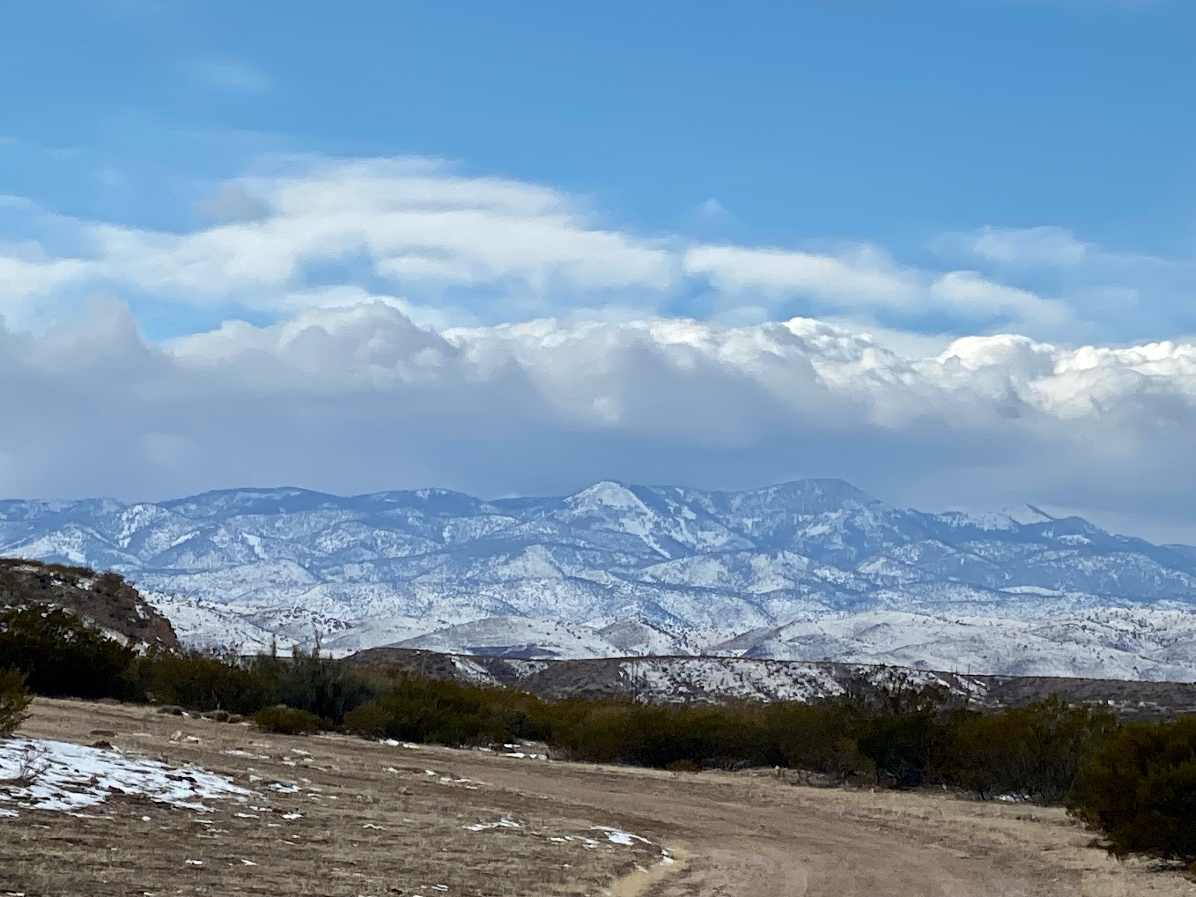 Snowy Magdalena Mountains to the west of the RV Park.