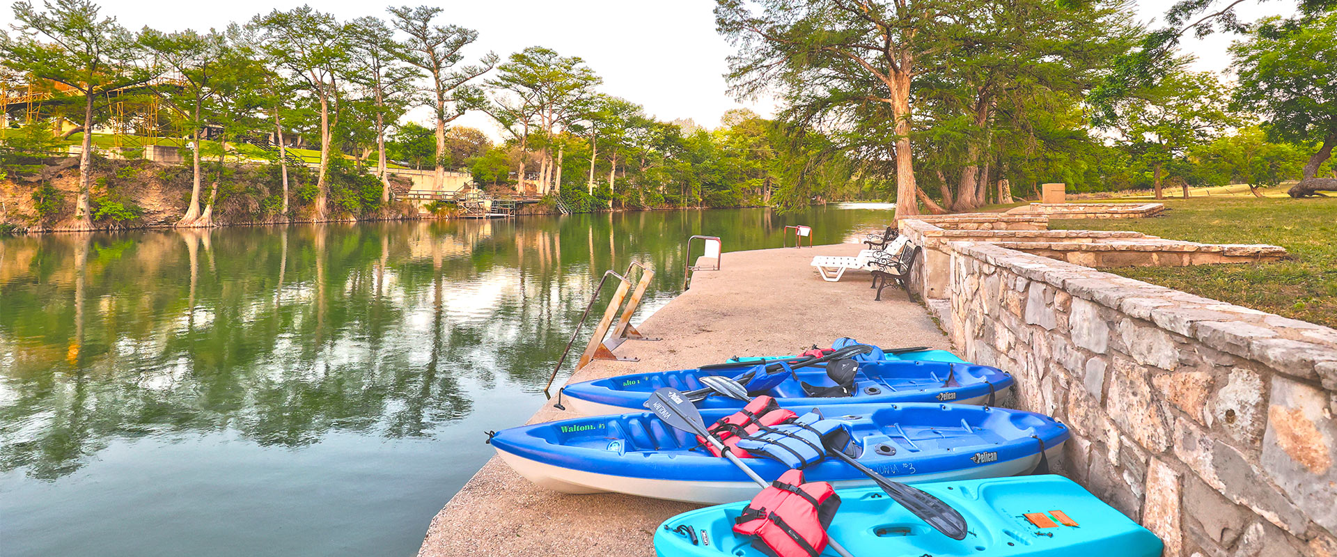 Kayaks for guests. Beautiful section of the Guadalupe River