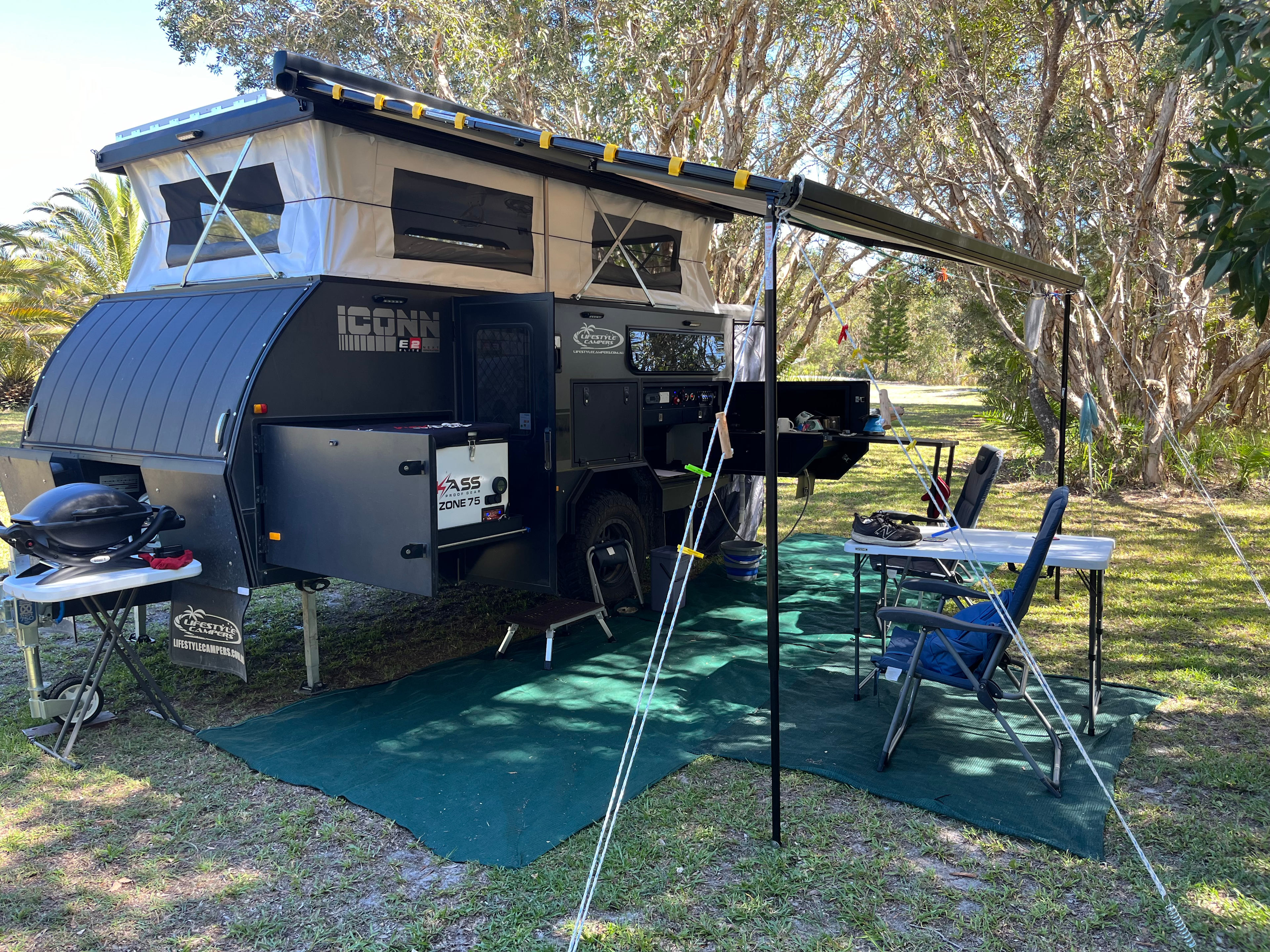 Comfy under the shade of the trees 