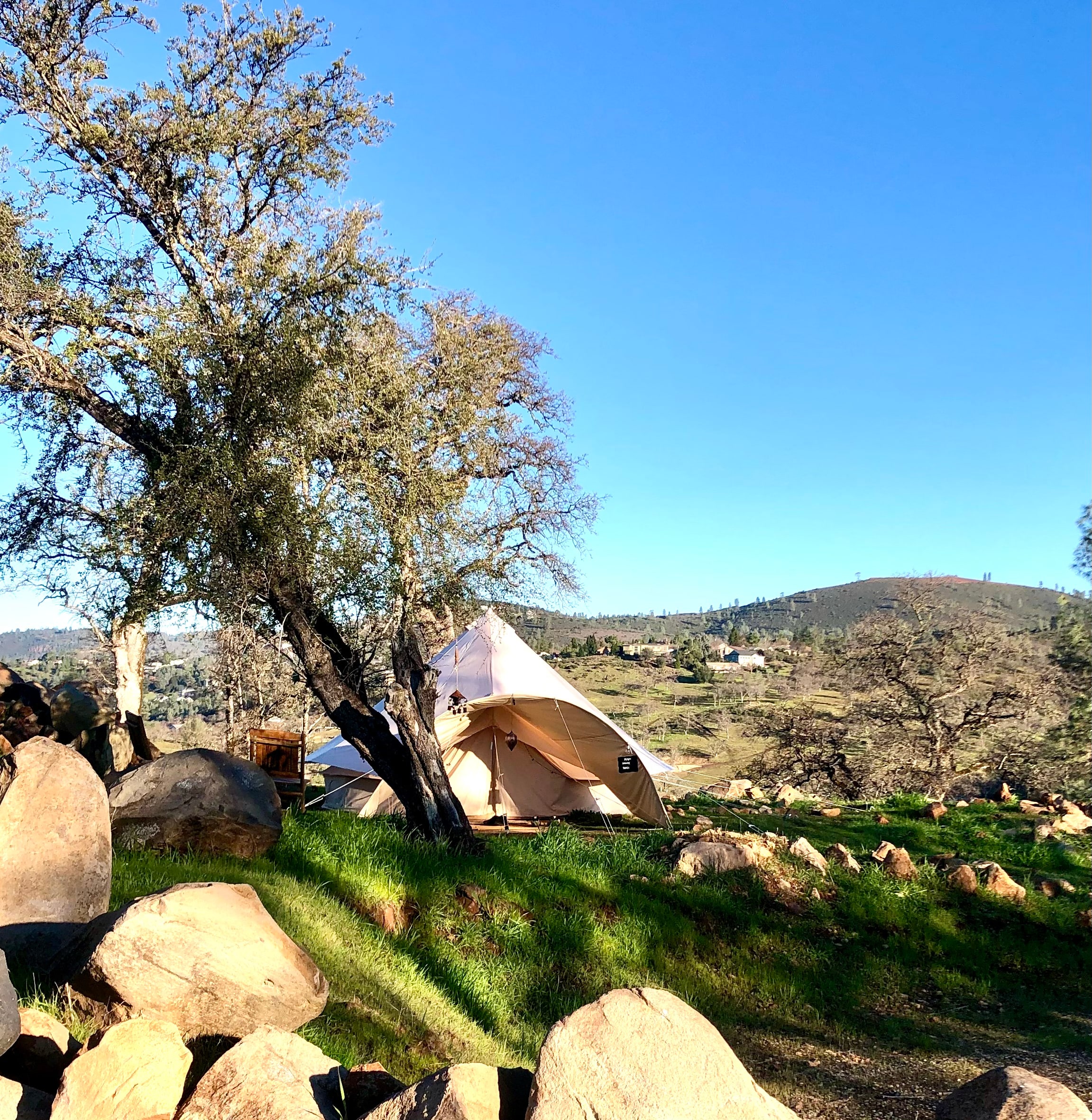 The new front porch awning brings more privacy  warmth and shade to the Bohemian Belle. 