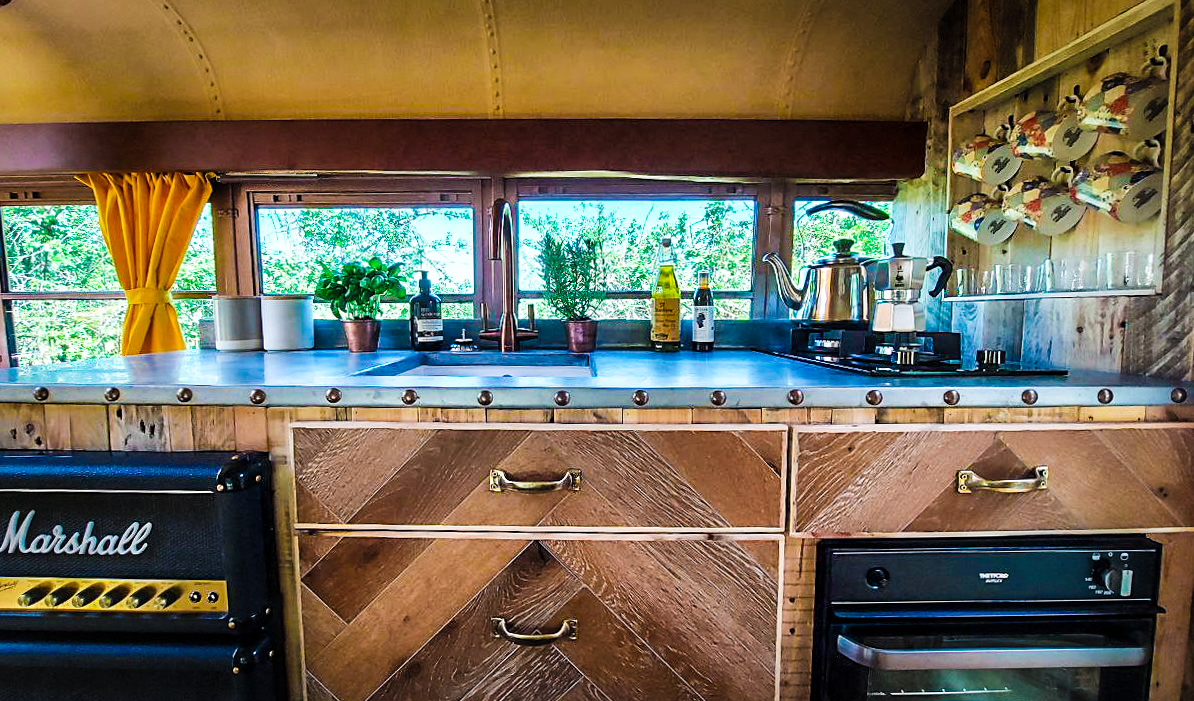 American School Bus with Hot Tub!