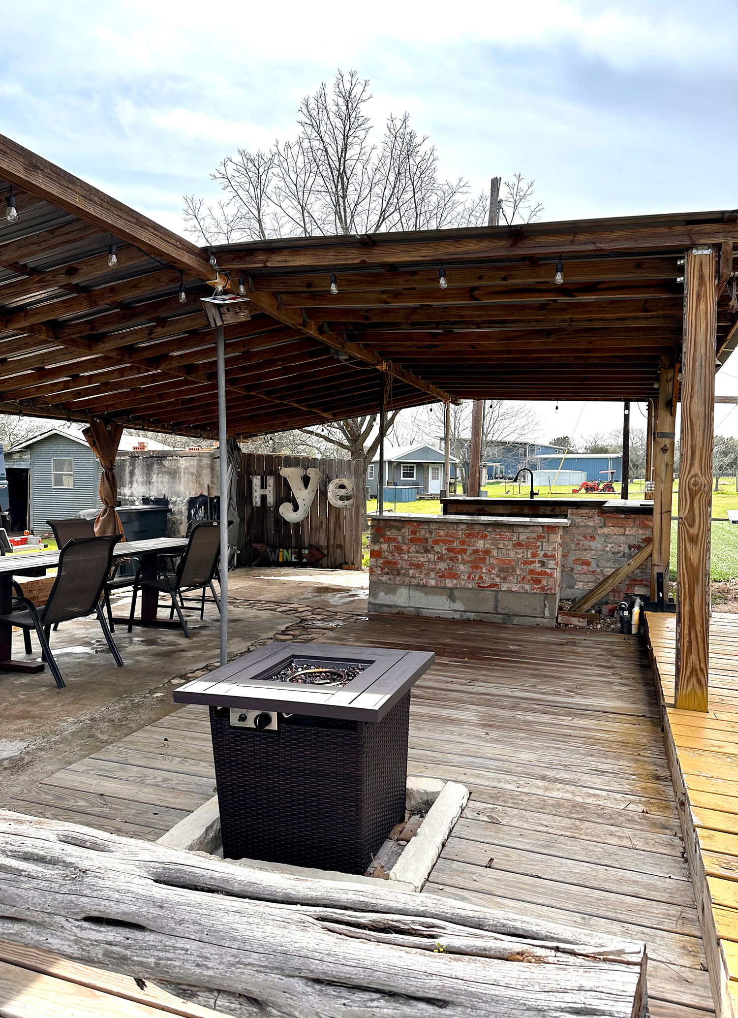 Game court, covered patio, fire pit