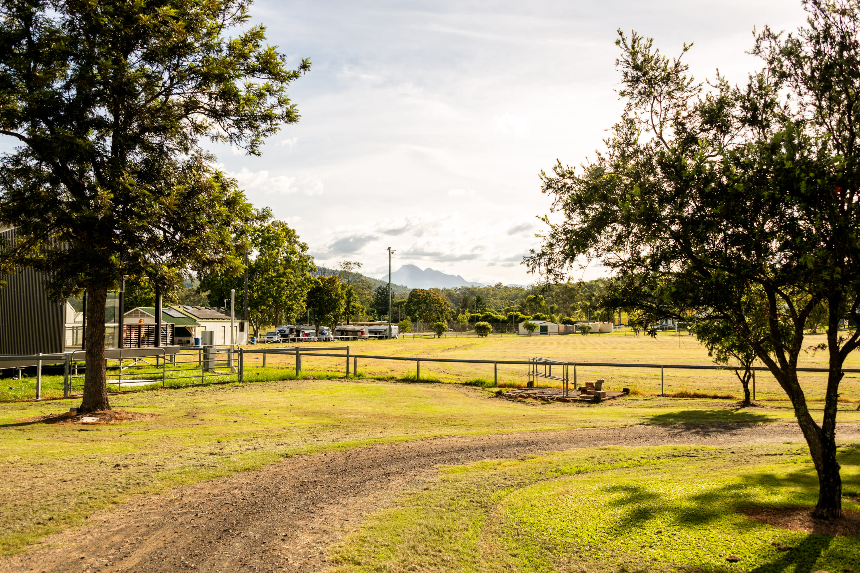 Corner campsite with a view for the mountains. 