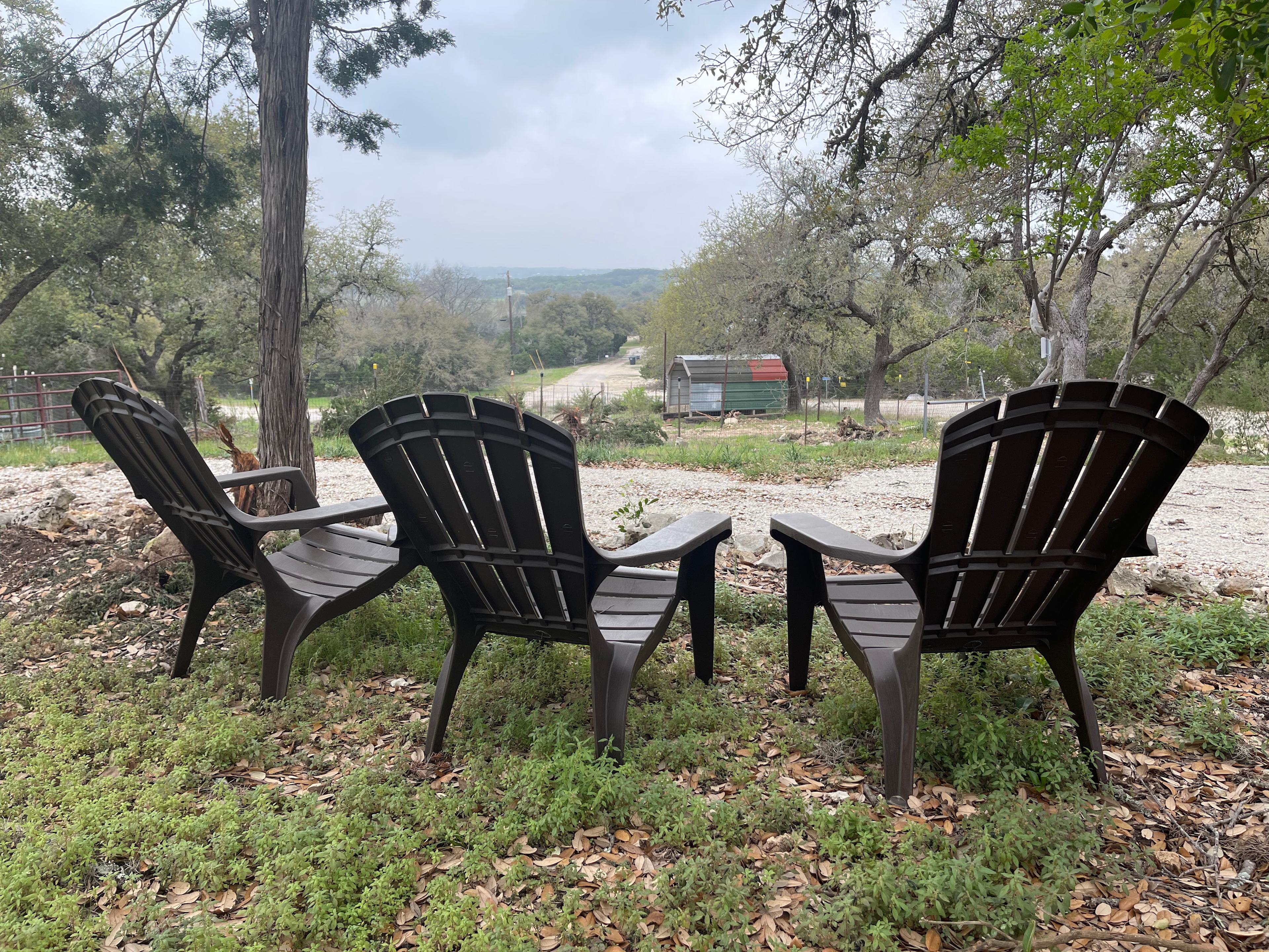 Communal seating area with a view of the southwestern sky.