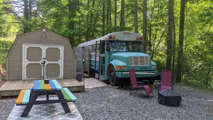 Pisgah Forest Glampin' School Bus