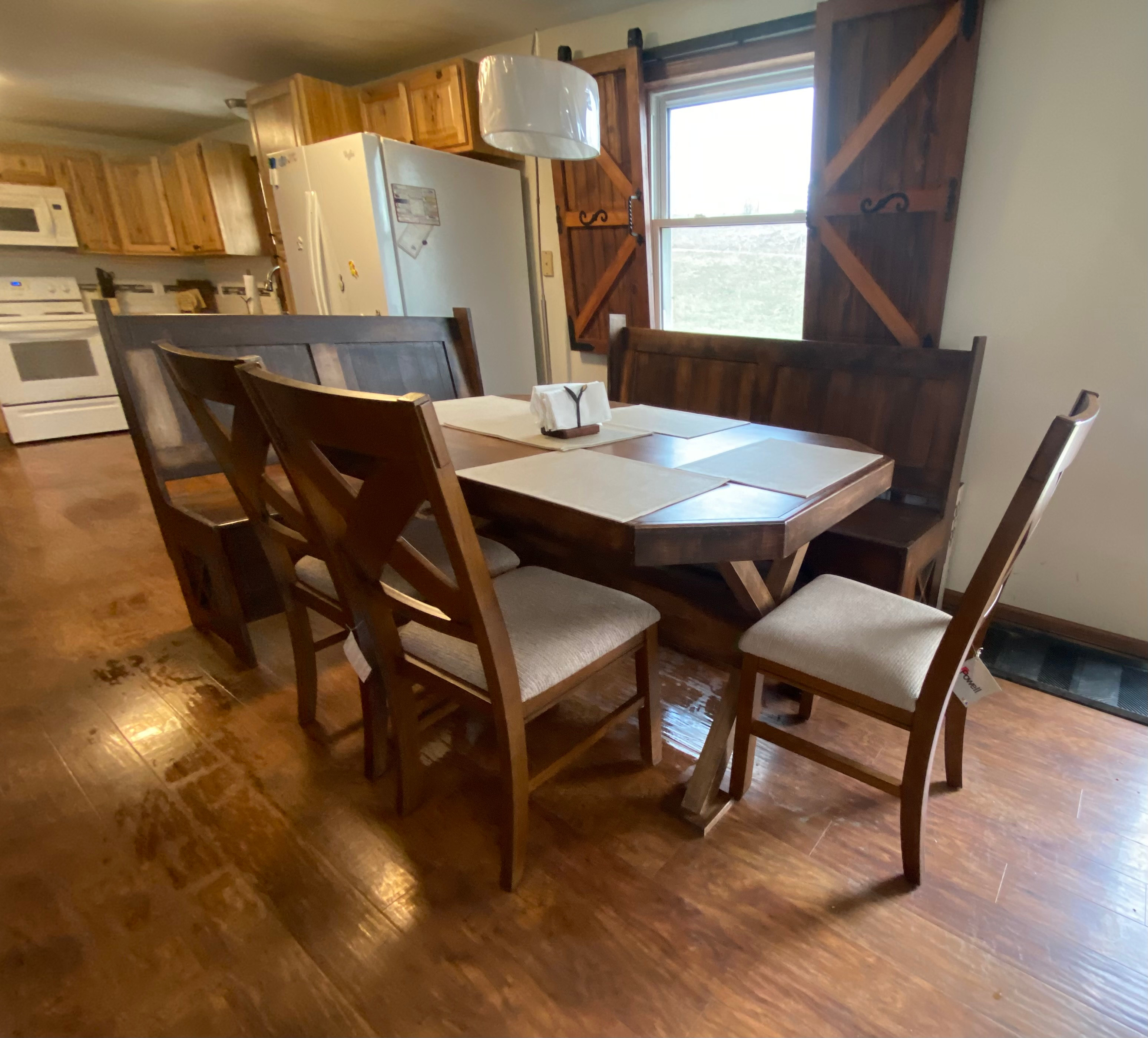 Indoor dining experience comfortable seating six adults 