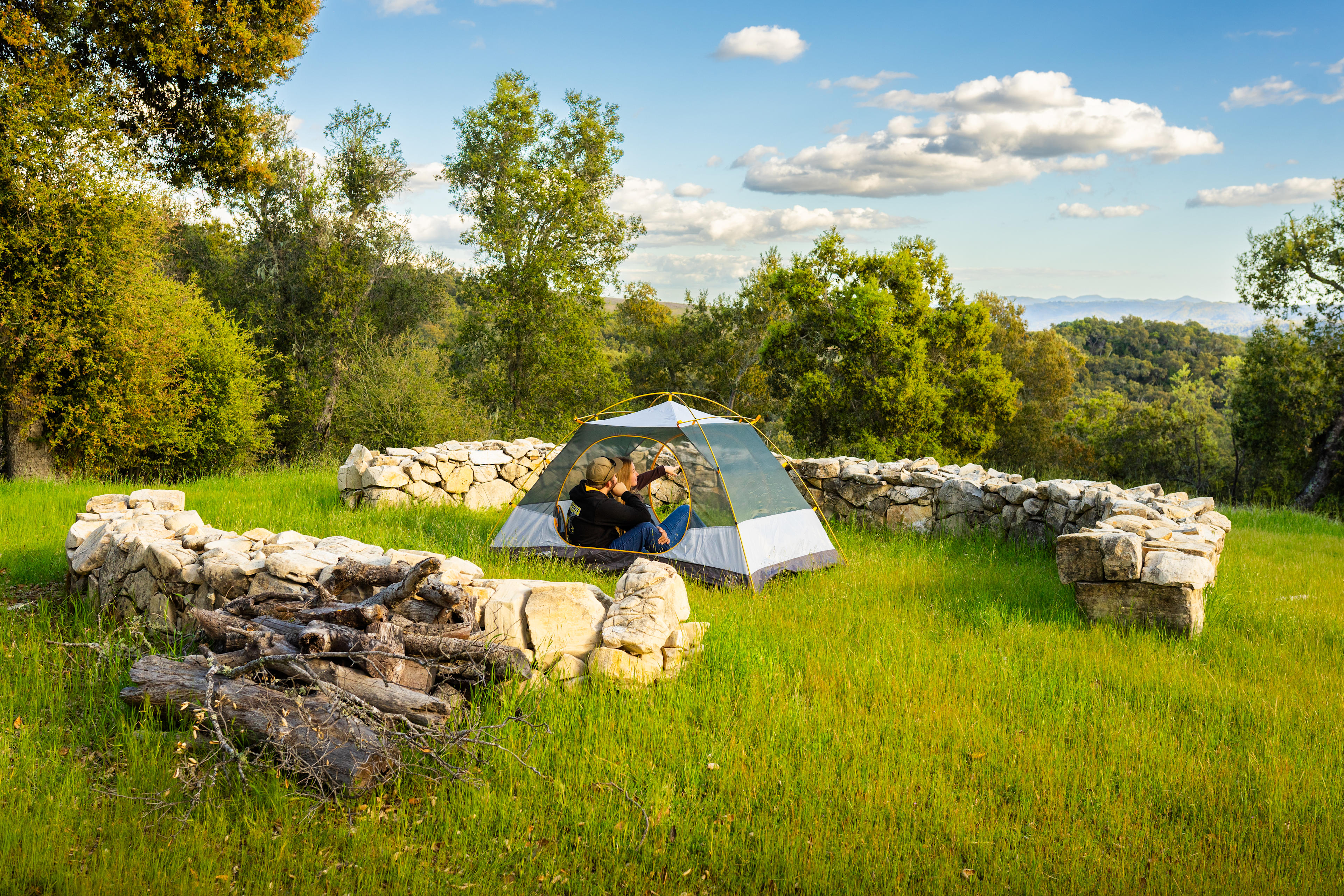 Late afternoon light on one of the camping areas