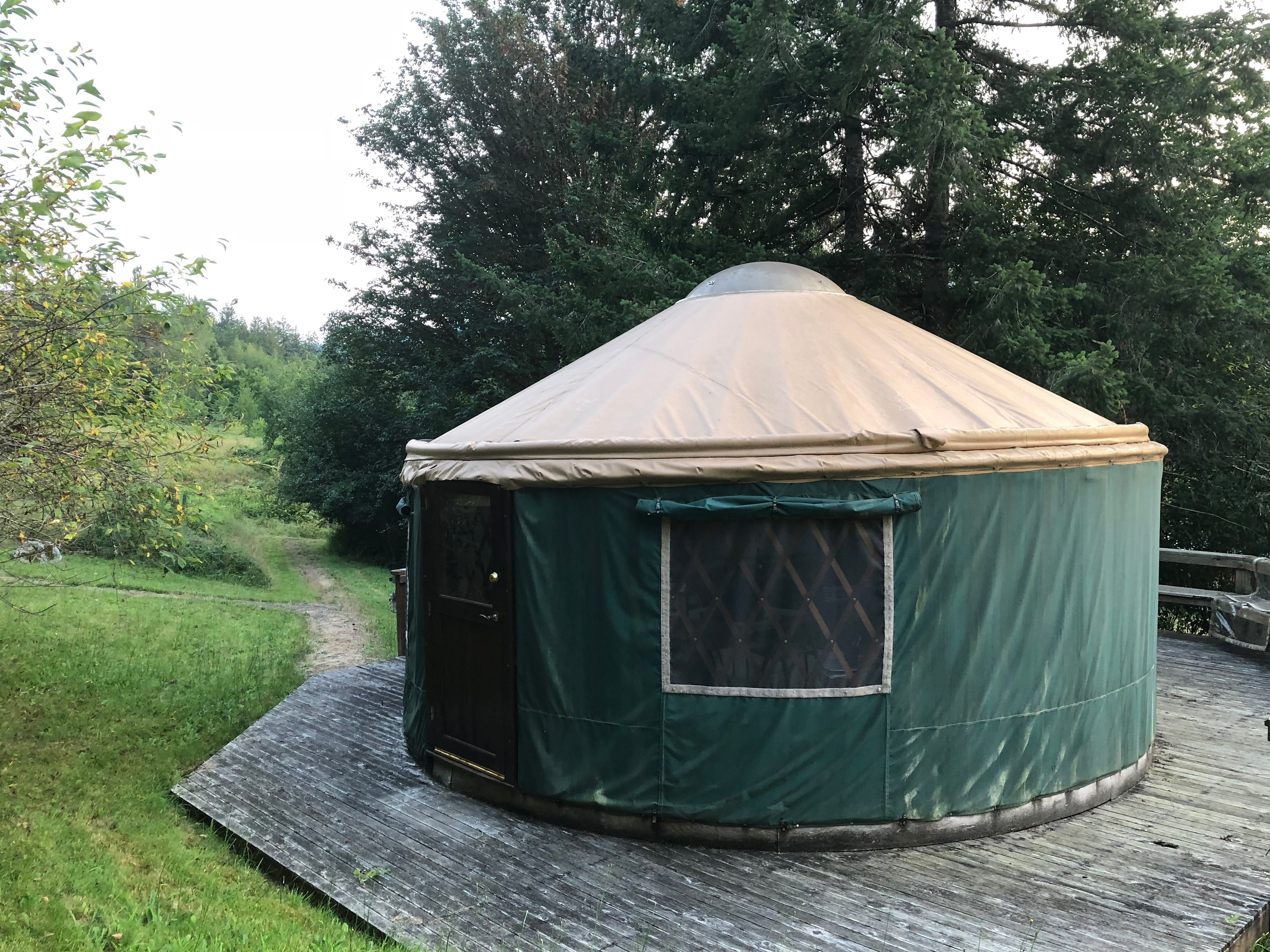 The 20’ diameter yurt in the fall. No leaks!  