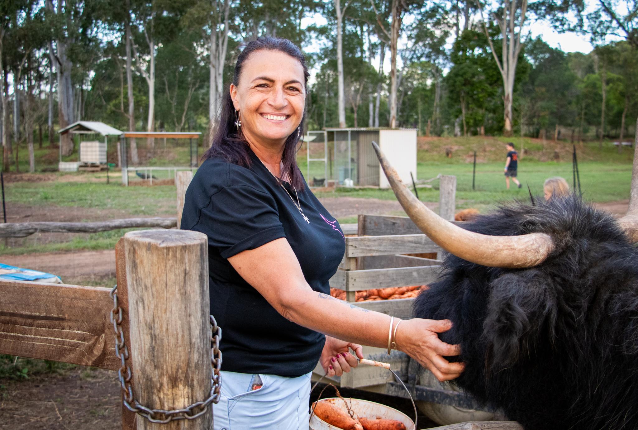 Chrissy - camp host just loves her cows!