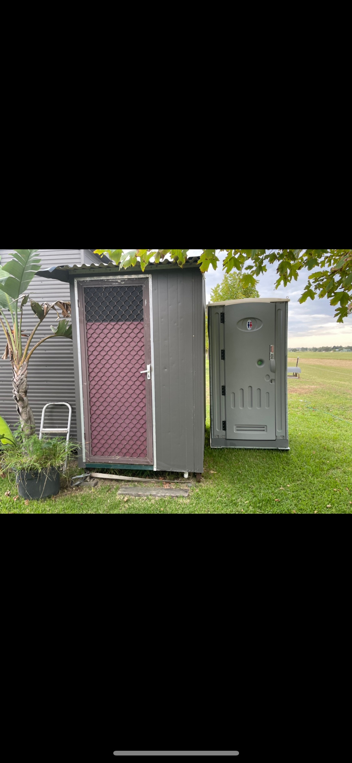 One of the port-aloos and the shower unit. 