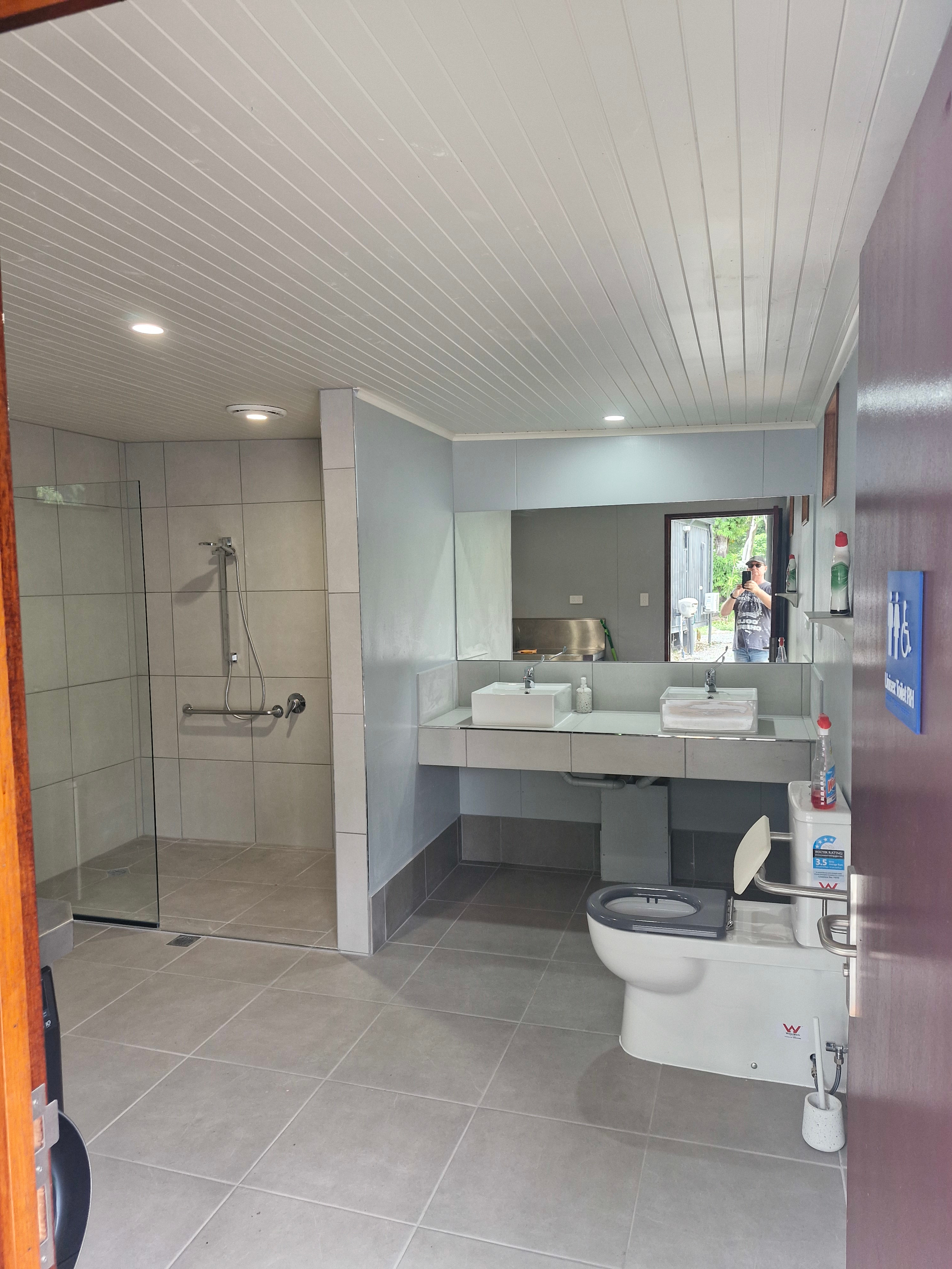 Excellent toilet and shower including washing and drying machines