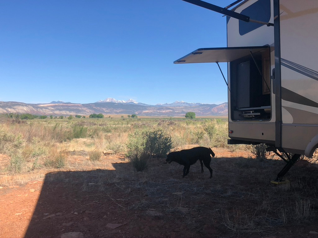 Trailer setup in RV park.