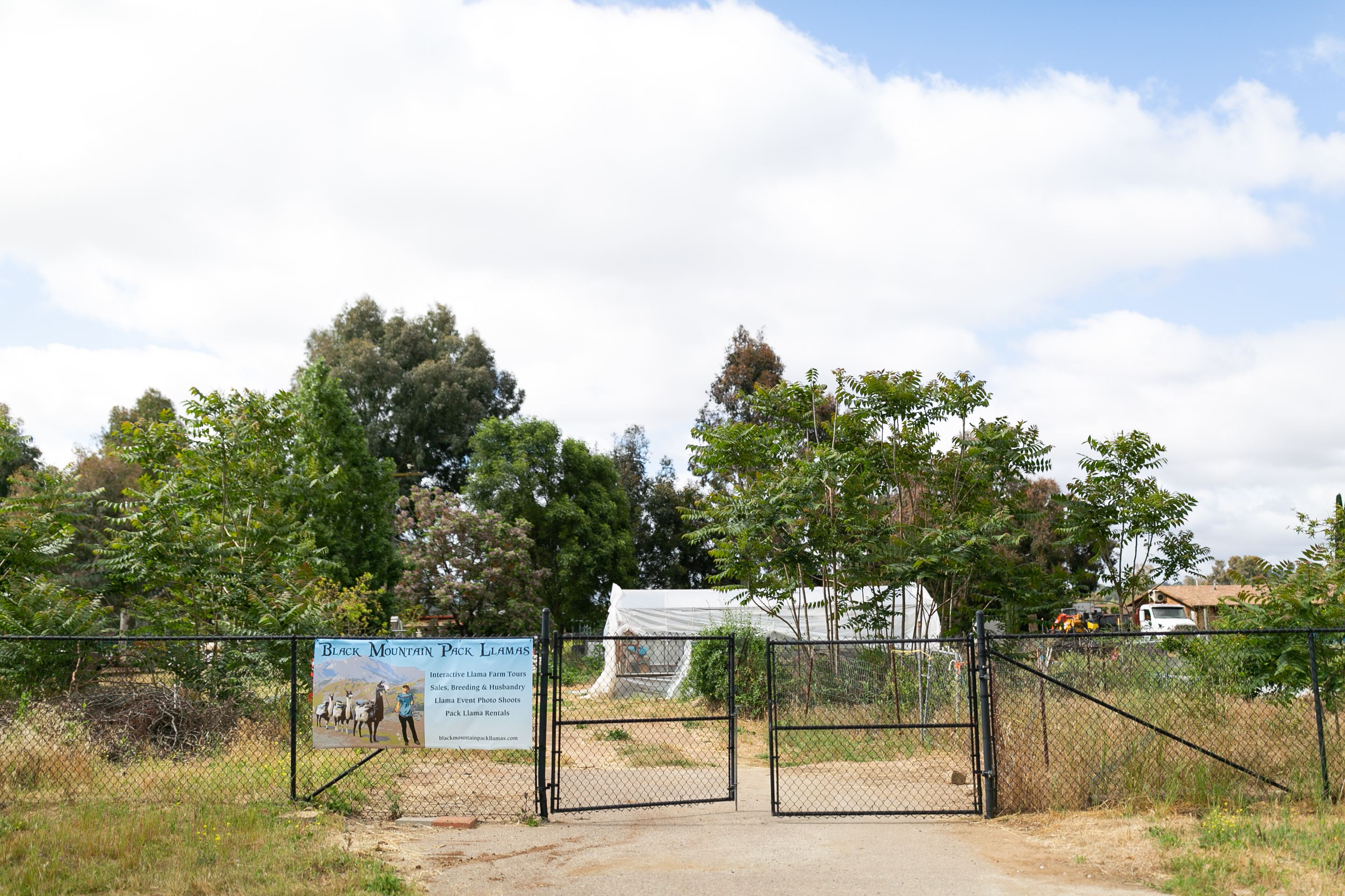 the gate through which you'll drive to access your campsite on the left upon entering