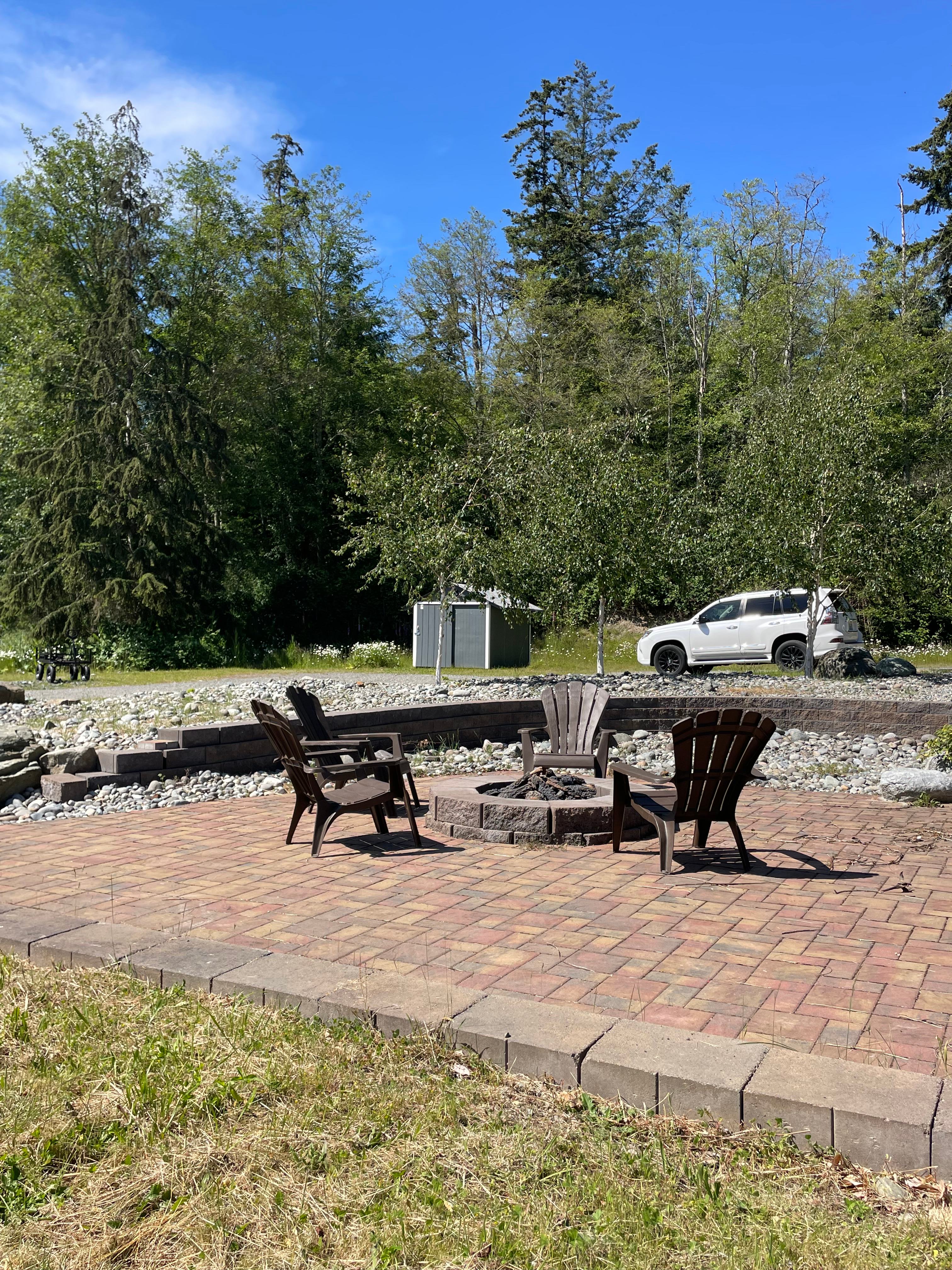 Gas fire pit available for use