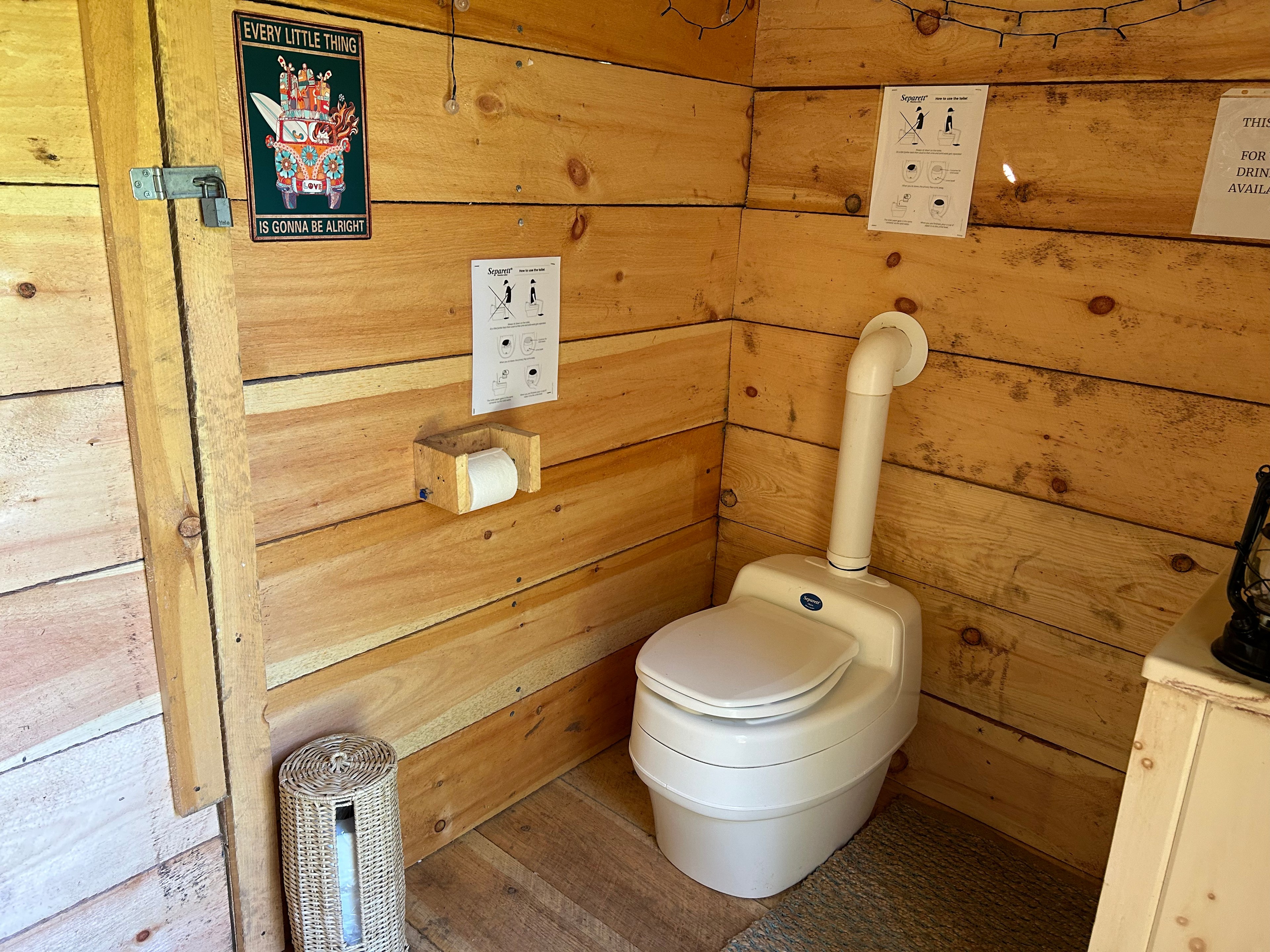 Composting toilet 100 yards away.