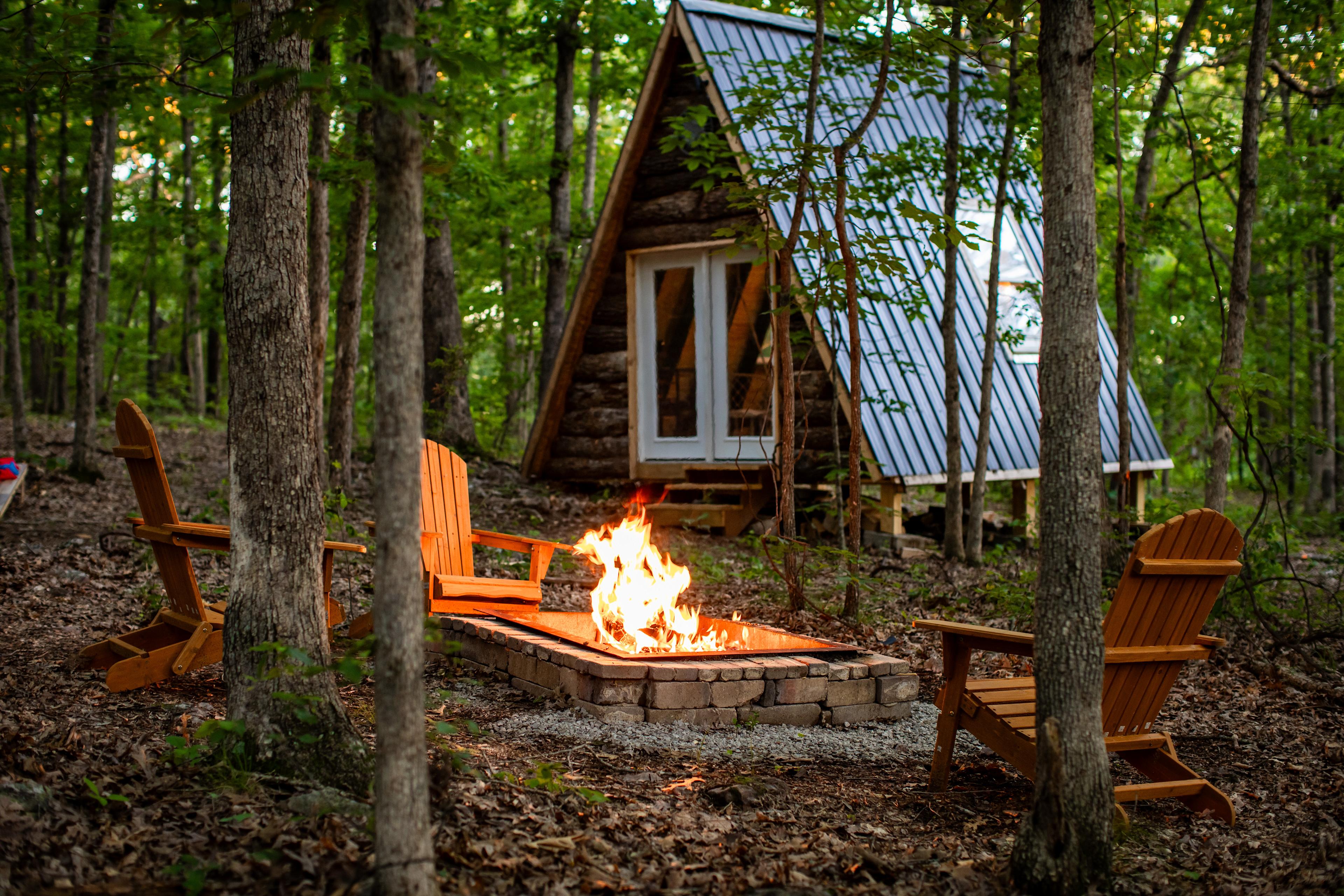 Tiny off grid A frame in the woods