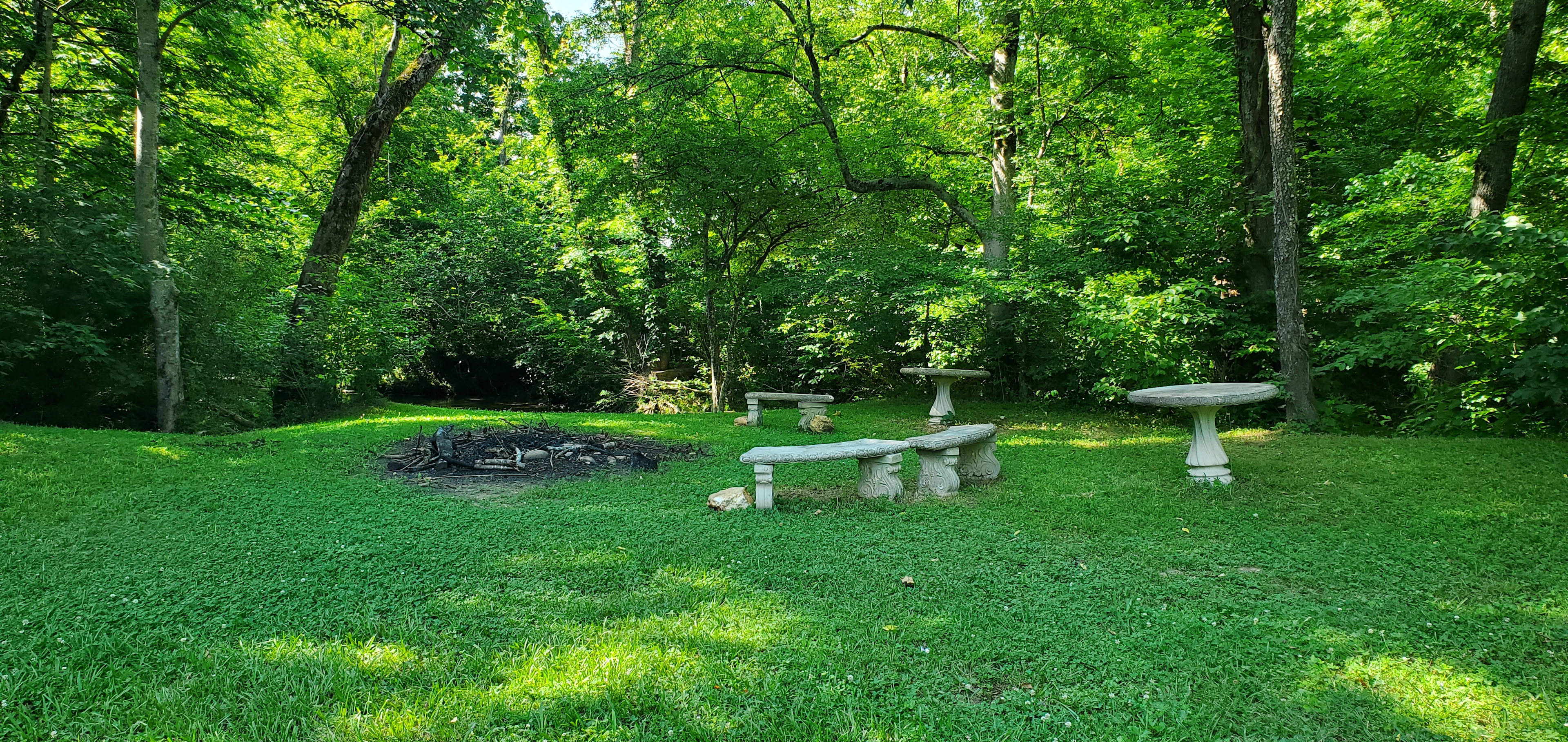 Fire pit next to creek