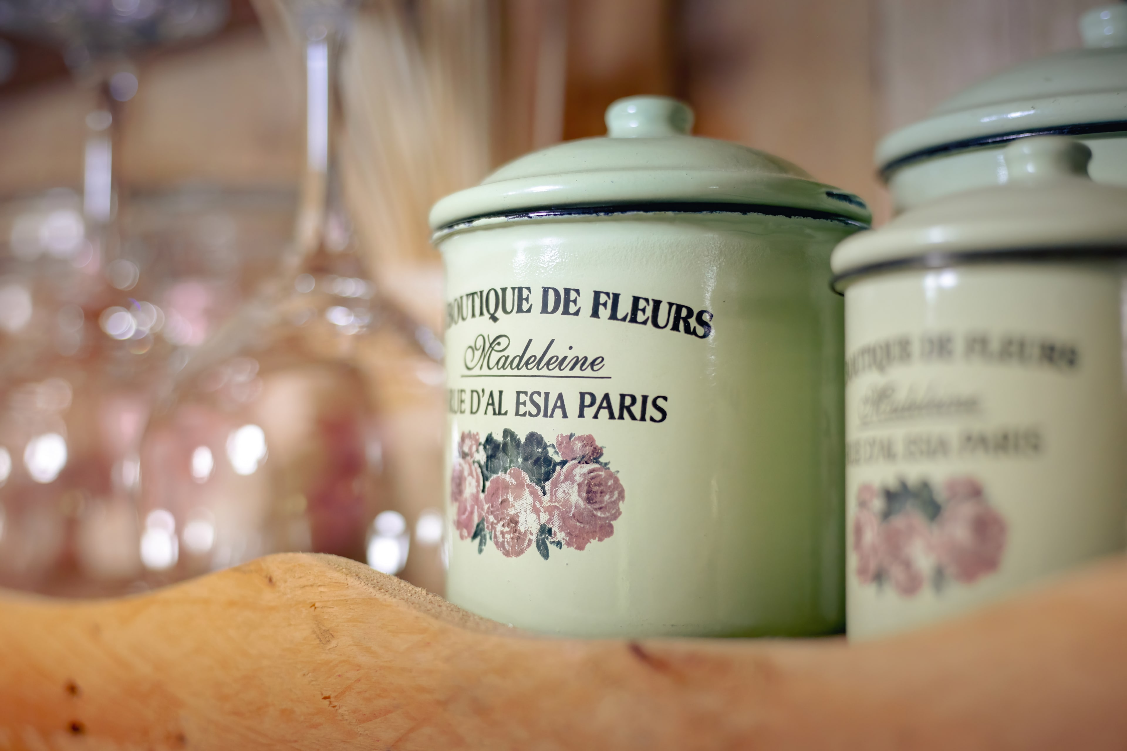 Cutlery, crockery, glasses, cups and utensils are found in the inside kitchen.