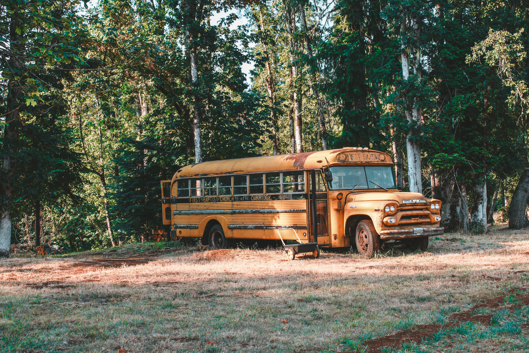 the bus on the property doubles as a reading and art nook! 