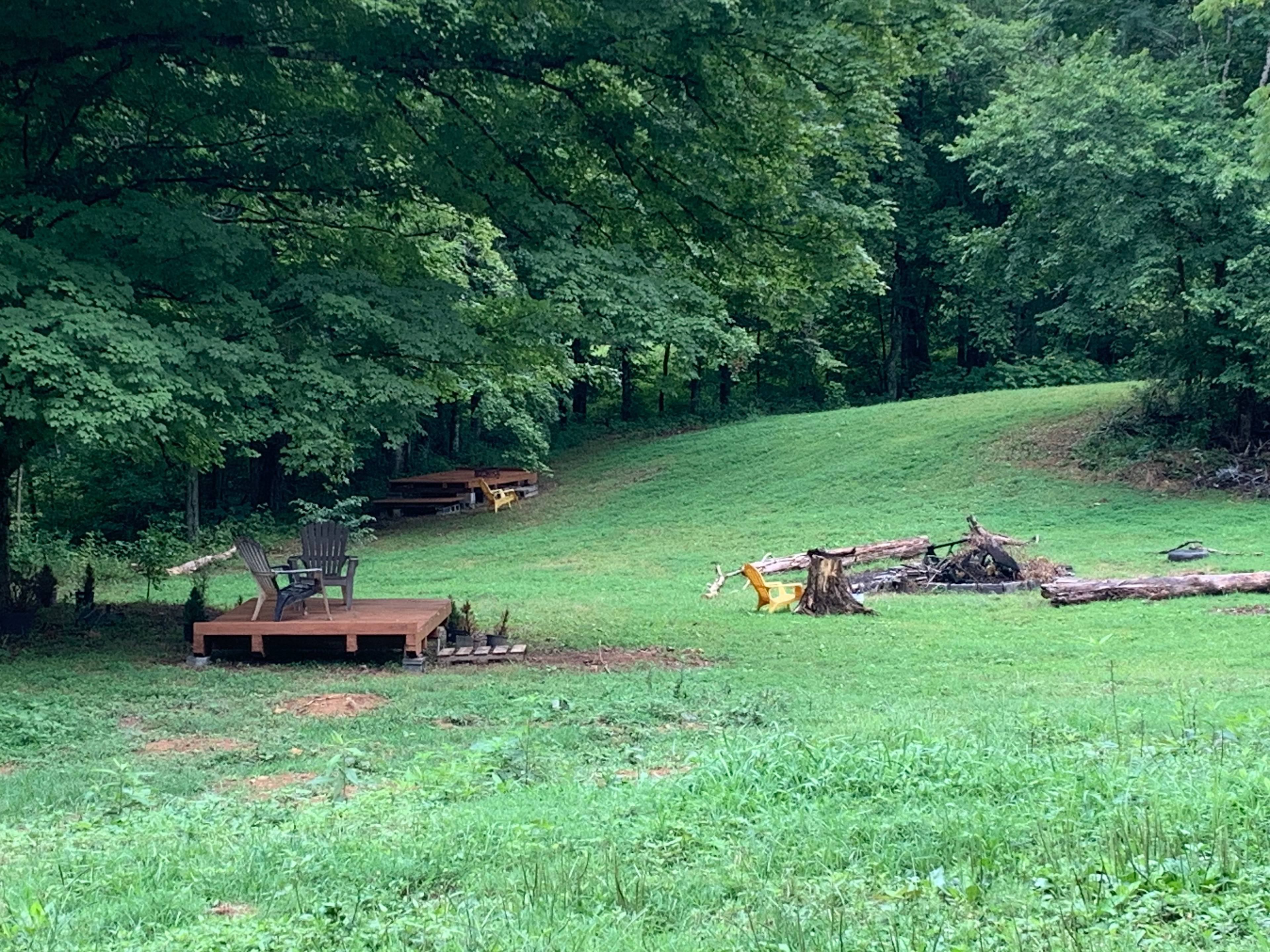 2 new Camping platforms are up!!! We are so excited to offer new features!! These are close to the main house for ease of access to restroom and community room (still a work in progress) and gym! Come on and camp with us!! Staff always on site!