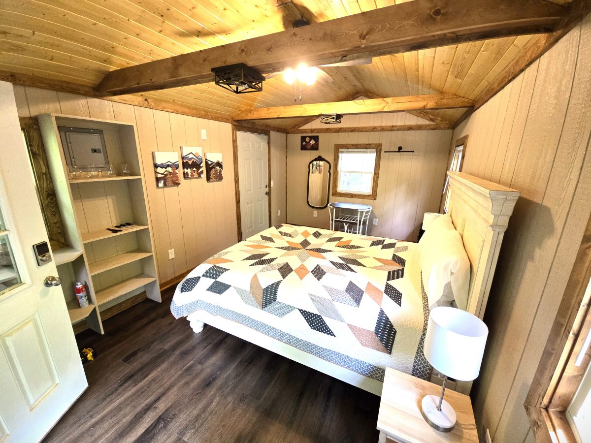 Front door view inside Tiny Home, clean and neat