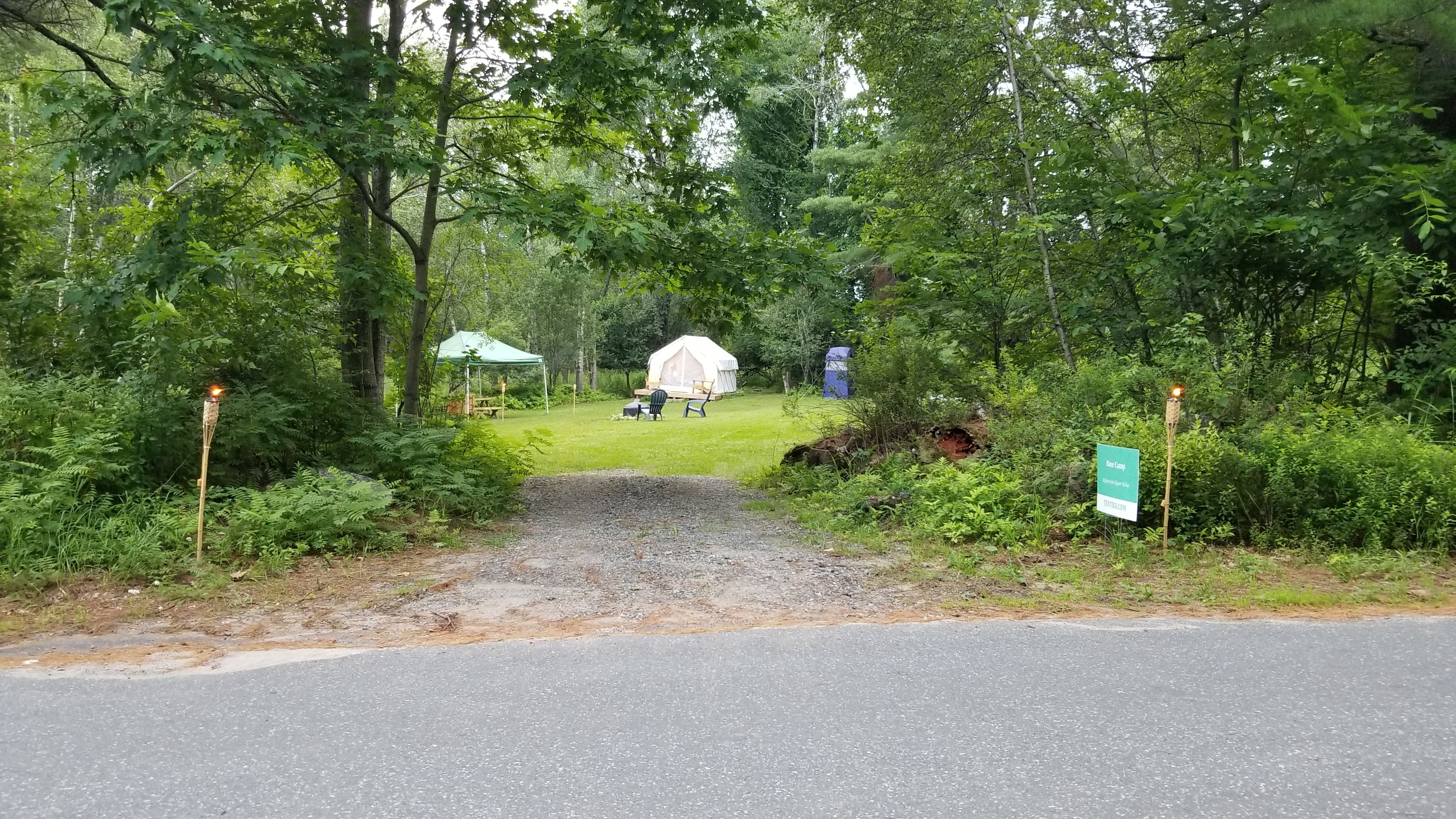 Easy access! Base Camp is located immediately off Roberts Road. Drive right up to your tent.